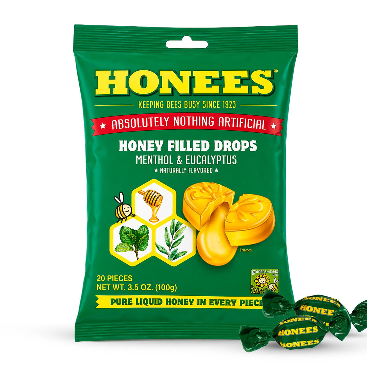 Honees Honey Menthol Cough Drops 20-Piece