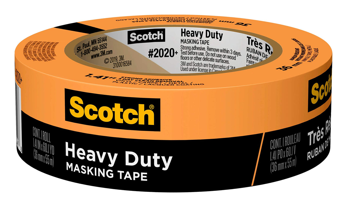 Scotch Heavy Duty Masking Tape, 1.41 in x 60.1 yd, 2020+-36AP, 1 roll
