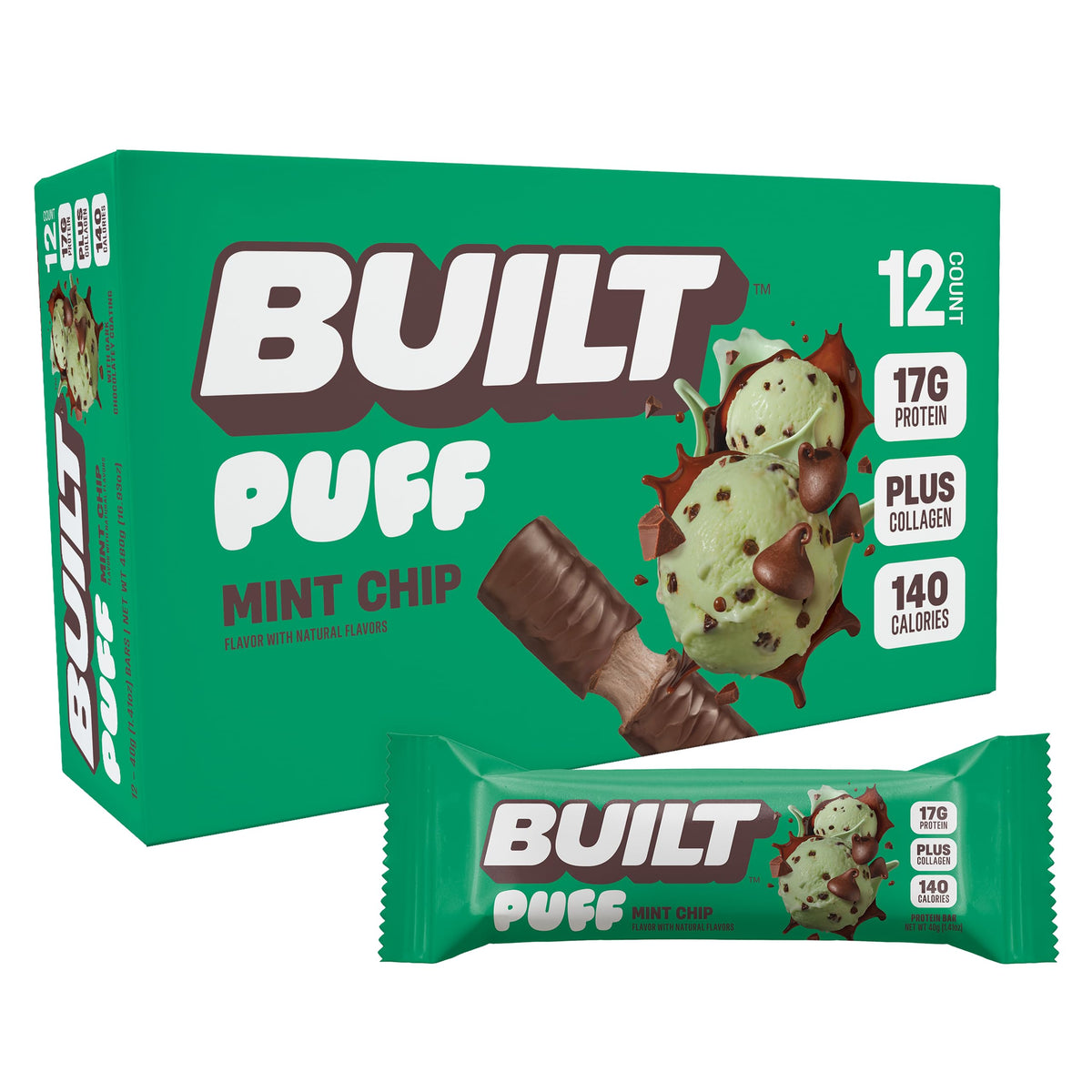 Built Puff Protein Bars Mint Chip 12ct