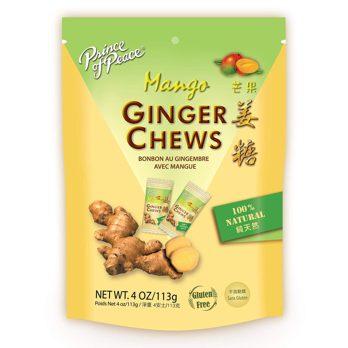 Prince of Peace Ginger Chews Mango 4 oz
