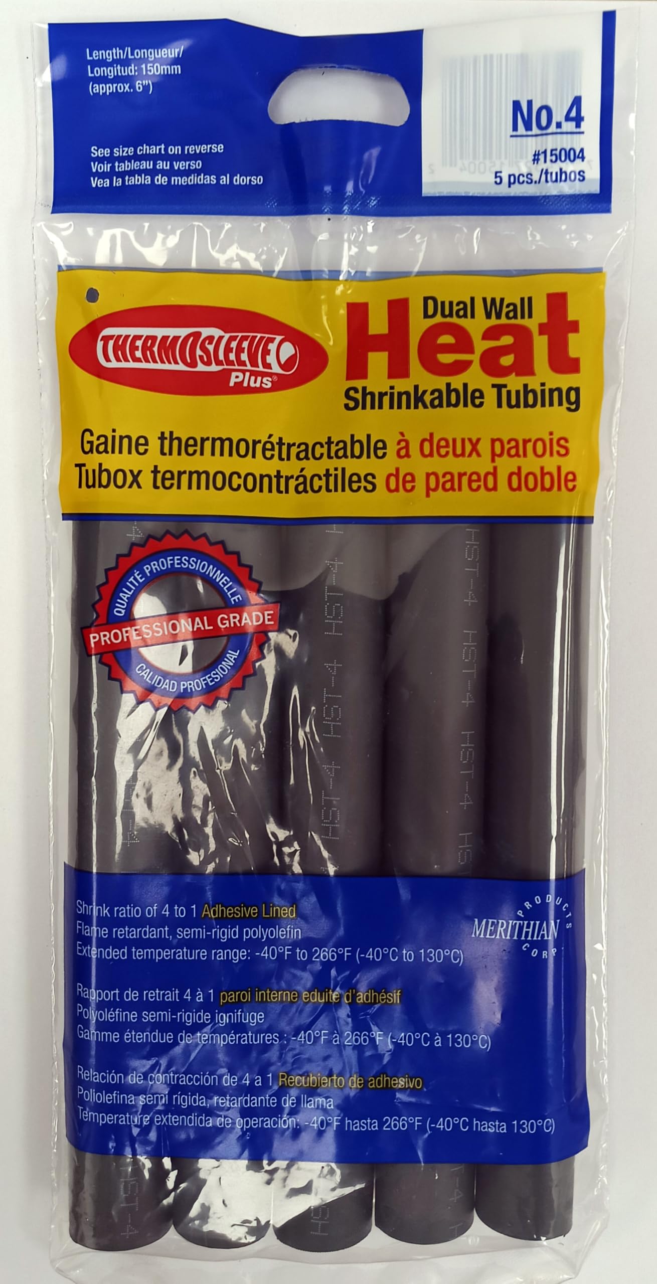 Thermafix ThermOsleeve Plus Dual Wall Heat Shrink Tubing 0.700" x 6" 5 Pack