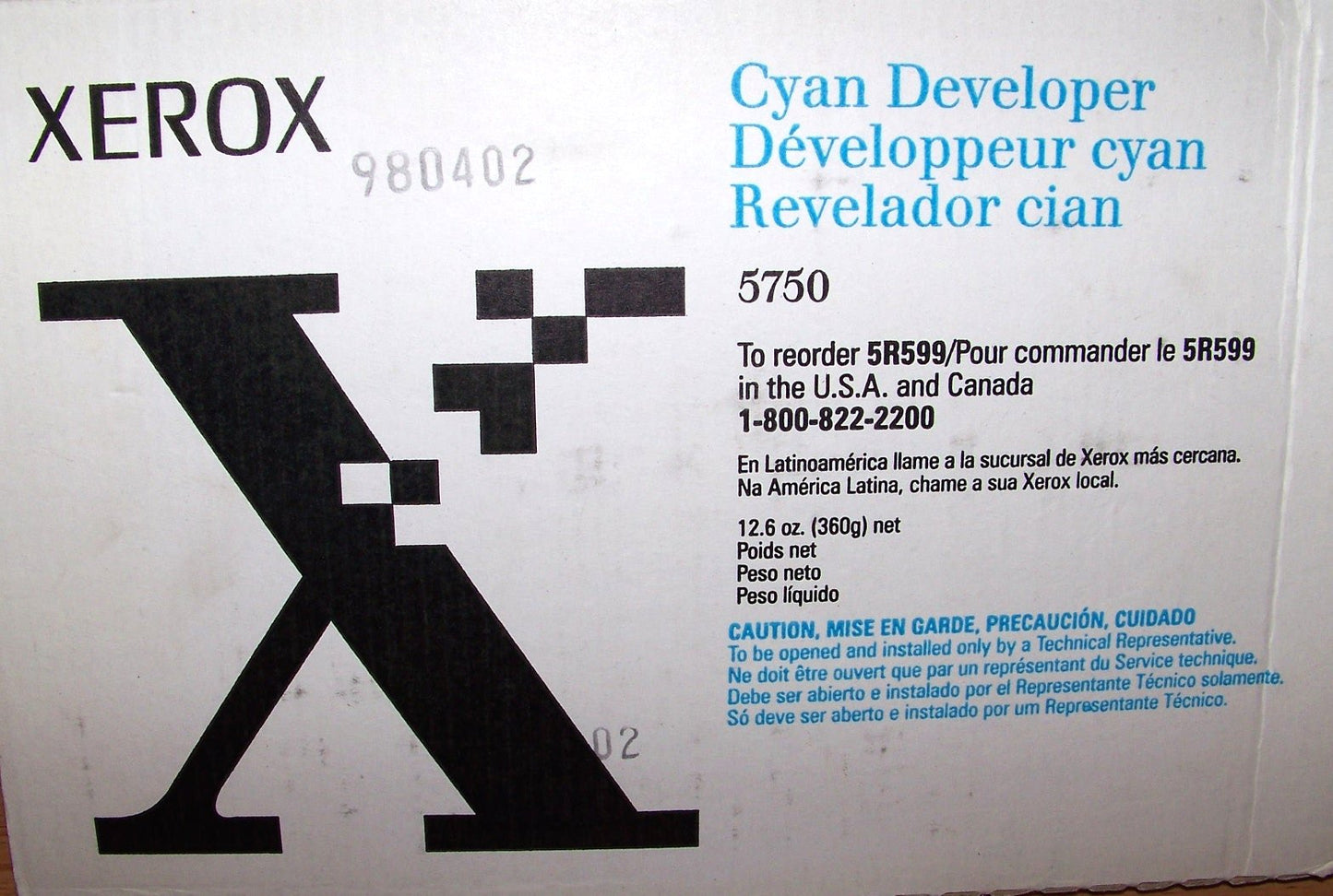 Xerox Developer Cartridge Cyan 5R599 DC5750