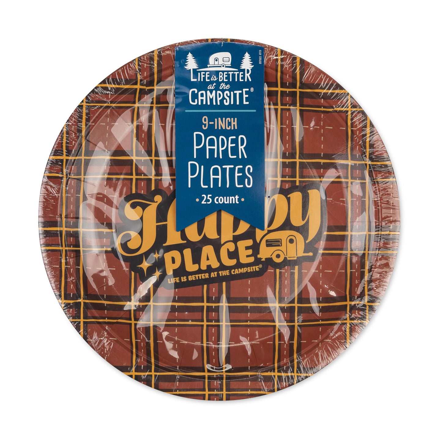 Camco Life is Better at the Campsite Paper Plates | 9-Inch | Red Plaid |25-Count (53491)