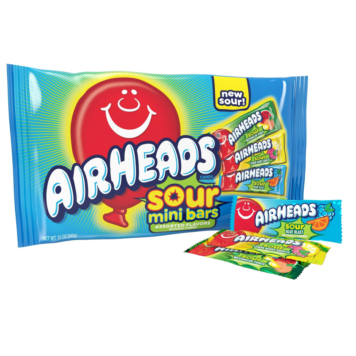 Airheads Sour Mini Bars 12oz Bag, 12ct