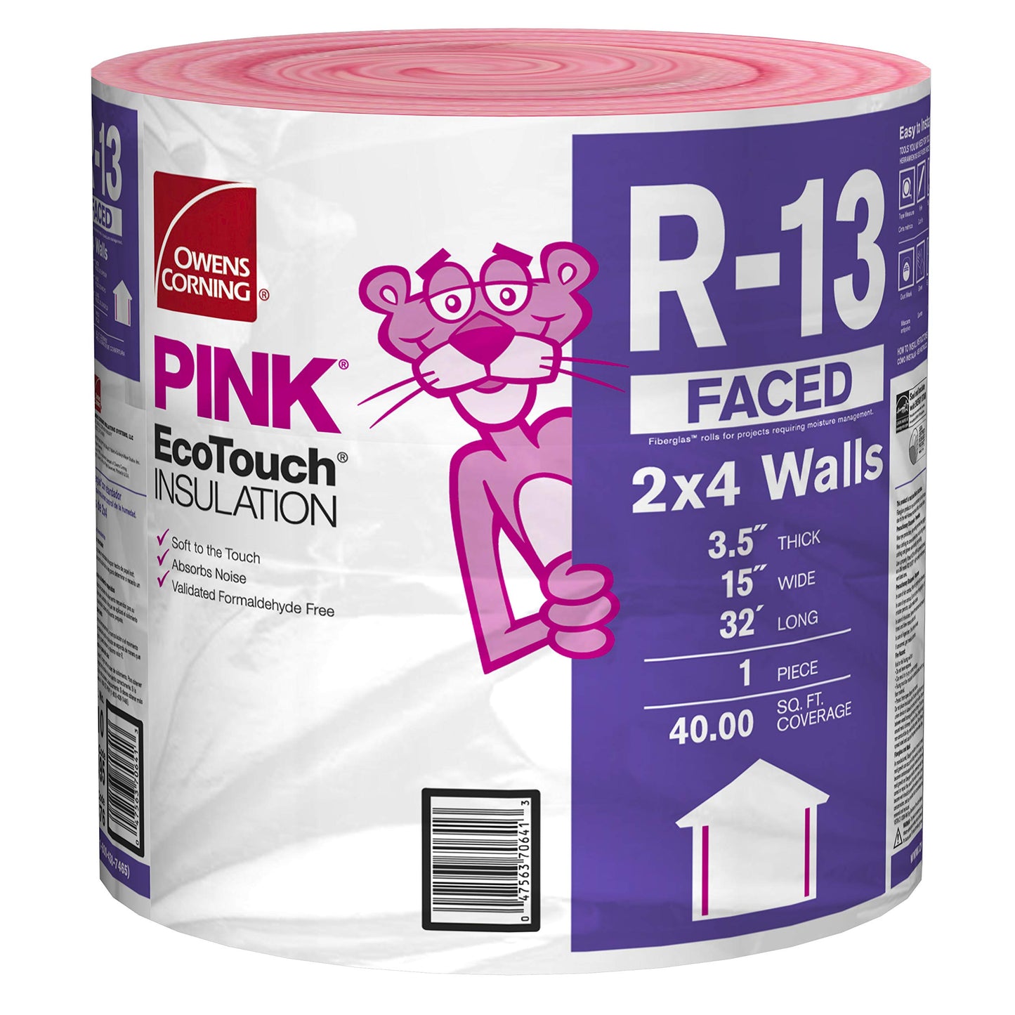 Owens Corning OCRF10, R13 Kraft Roll Insulation, 15" x 32', 40 sq ft