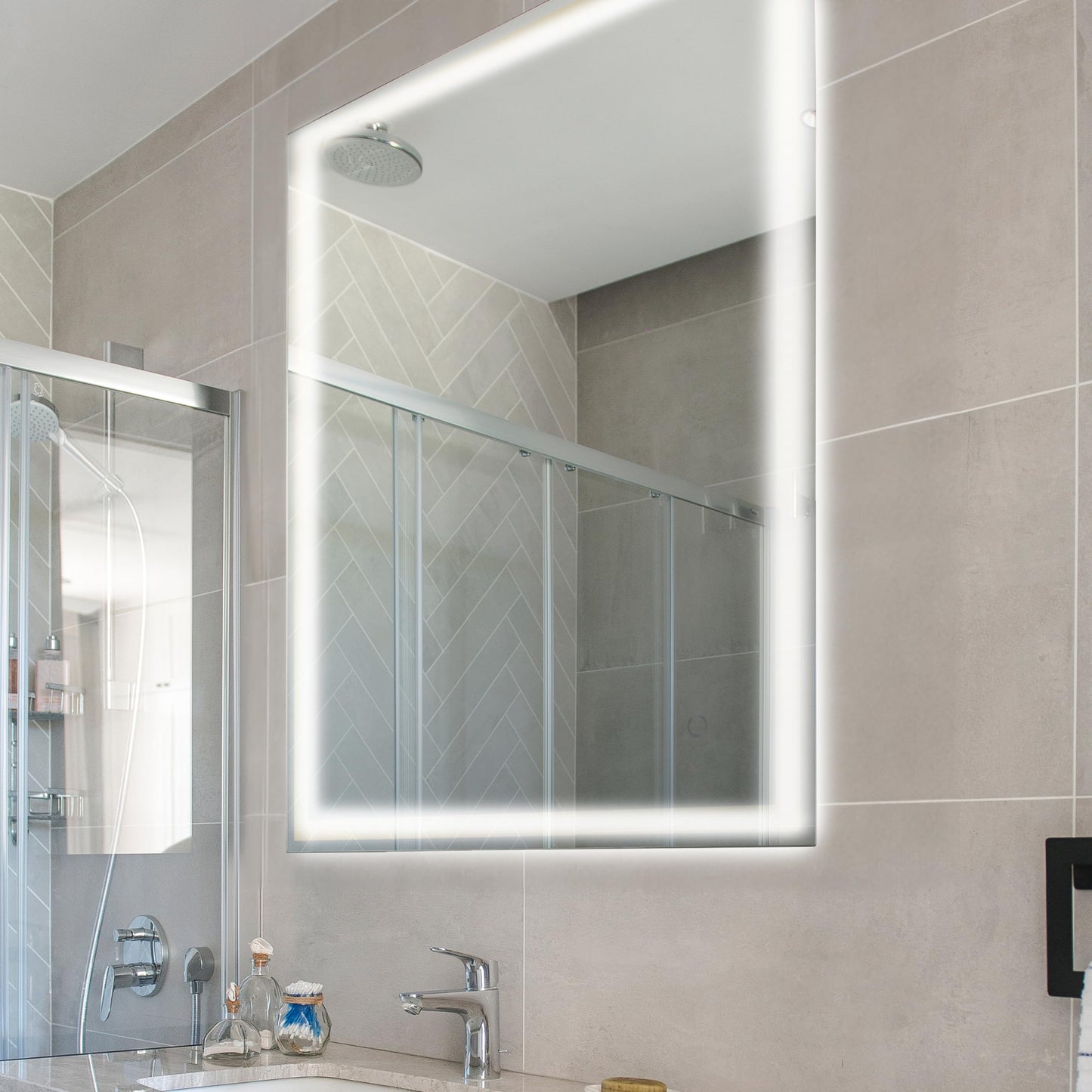 JONATHAN Y Pax 32x36 in. LED Bathroom Mirror