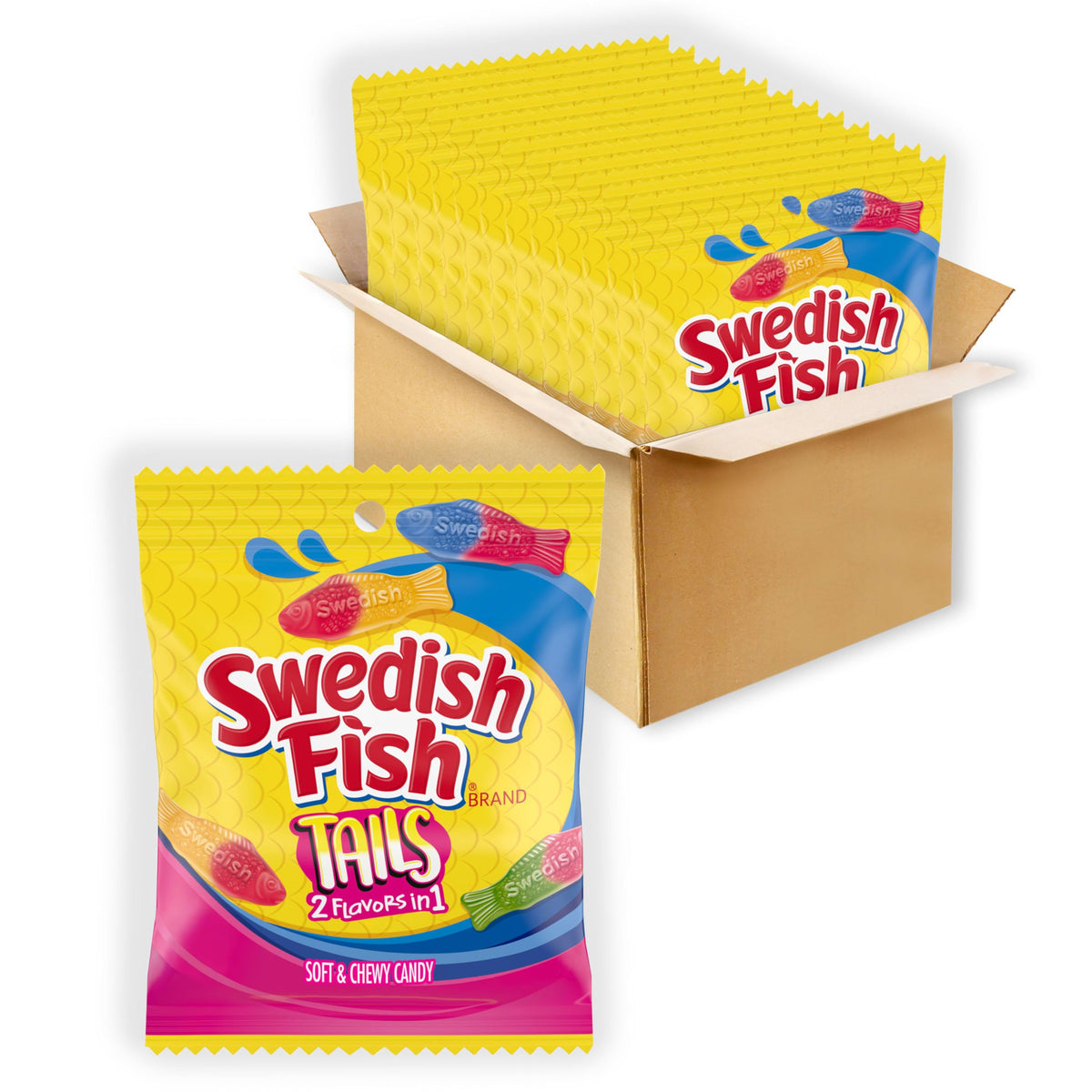 SWEDISH FISH Tails Gummy Candy 12 Pack 3.6 oz