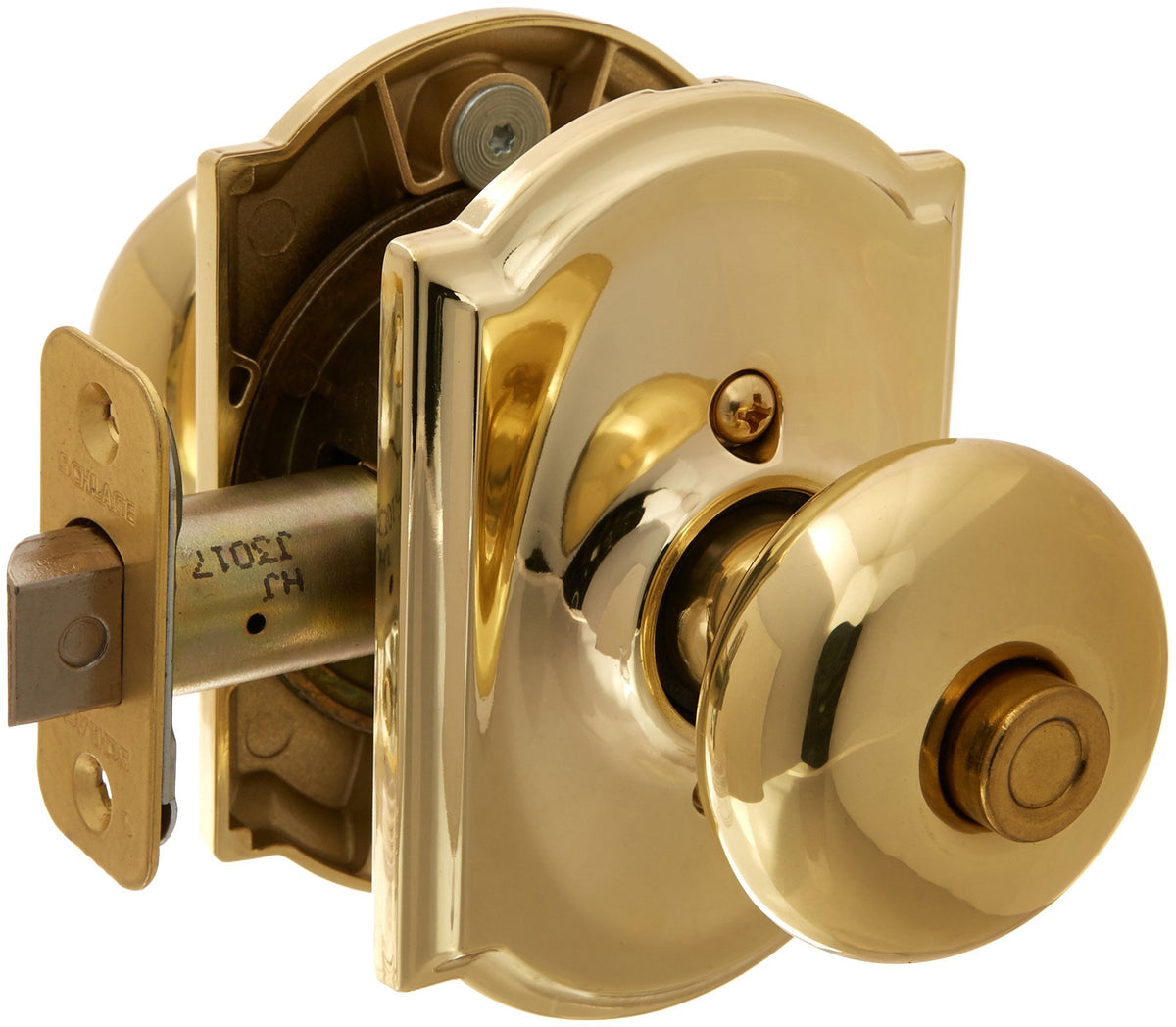 Schlage Plymouth Privacy Knob F40 PLY 605 CAM Bright Brass