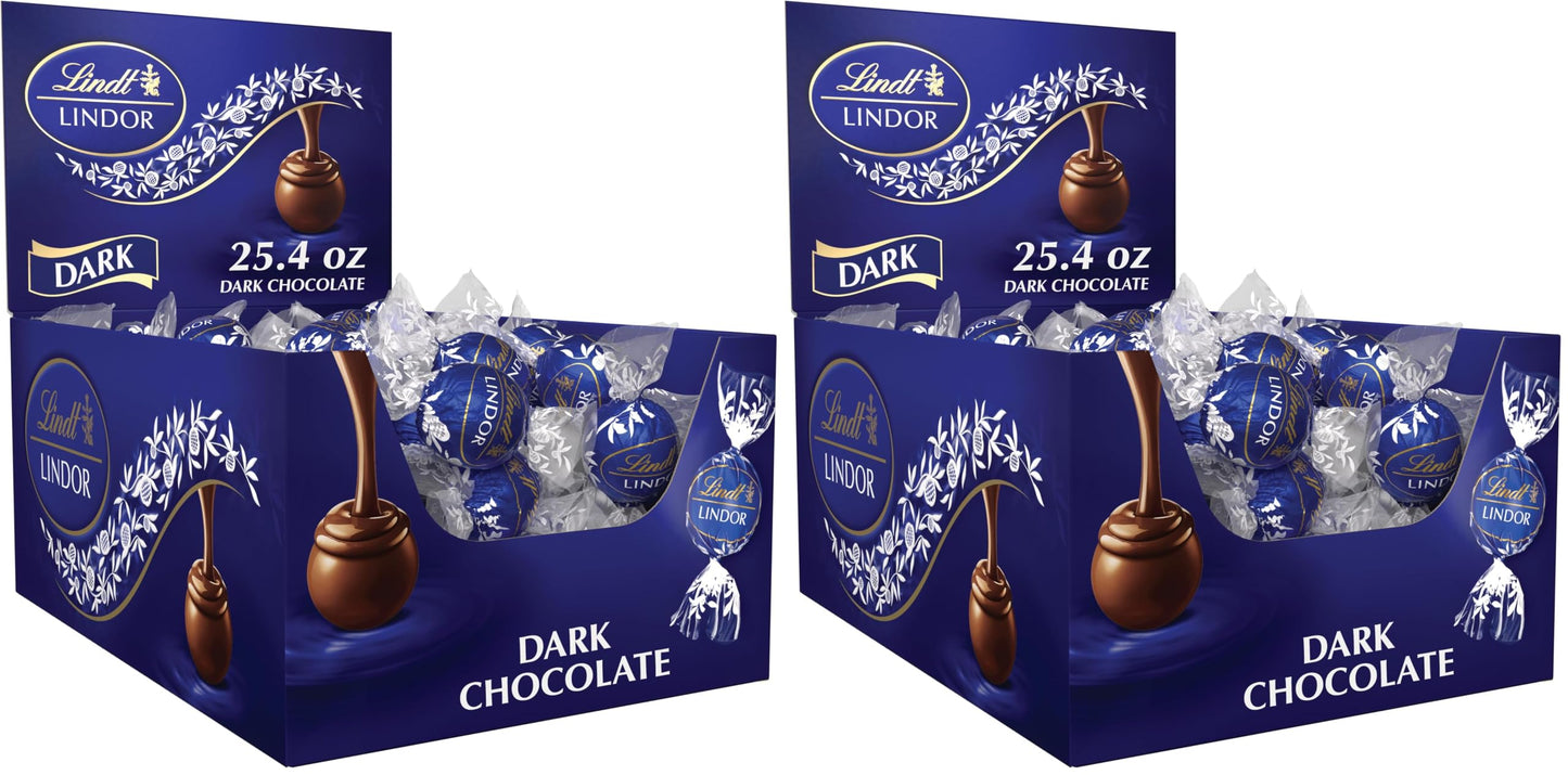 Lindt Chocolate Lindor Truffles, Dark Chocolate, Great for Holiday Gifting, 60 Count (Pack of 2)