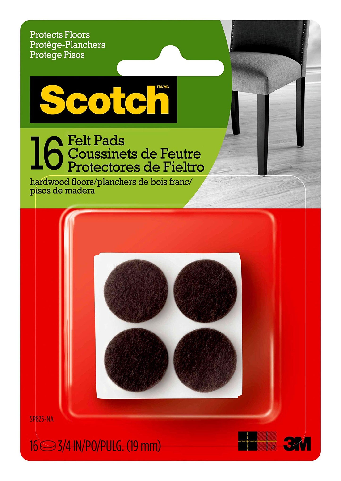 16CT 3/4" BRN Felt Pads