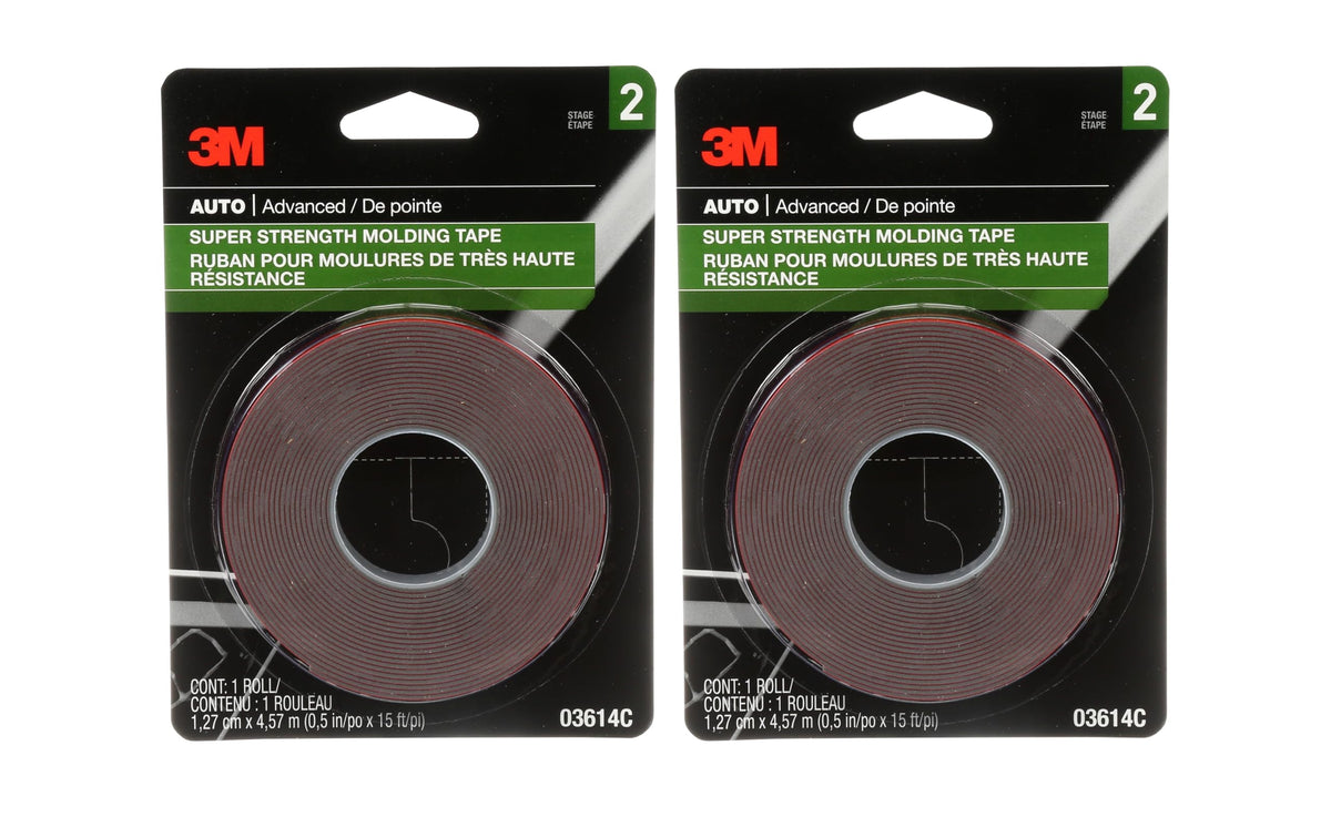3M Scotch-Mount 1/2" x 15' Molding Tape, 2 Rolls