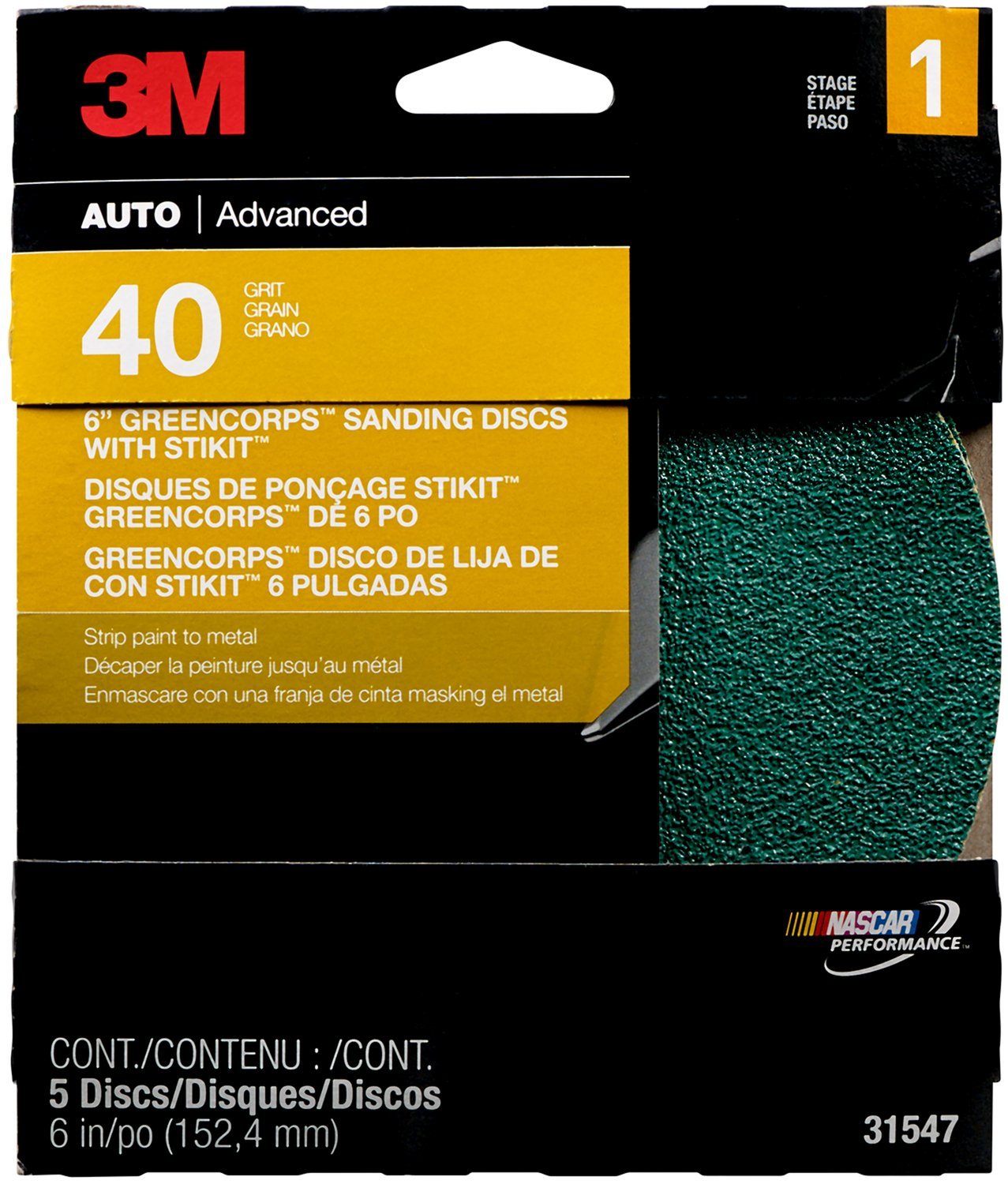 3M 6 in Stikit Sanding Discs, 40 Grit, 5 Pack
