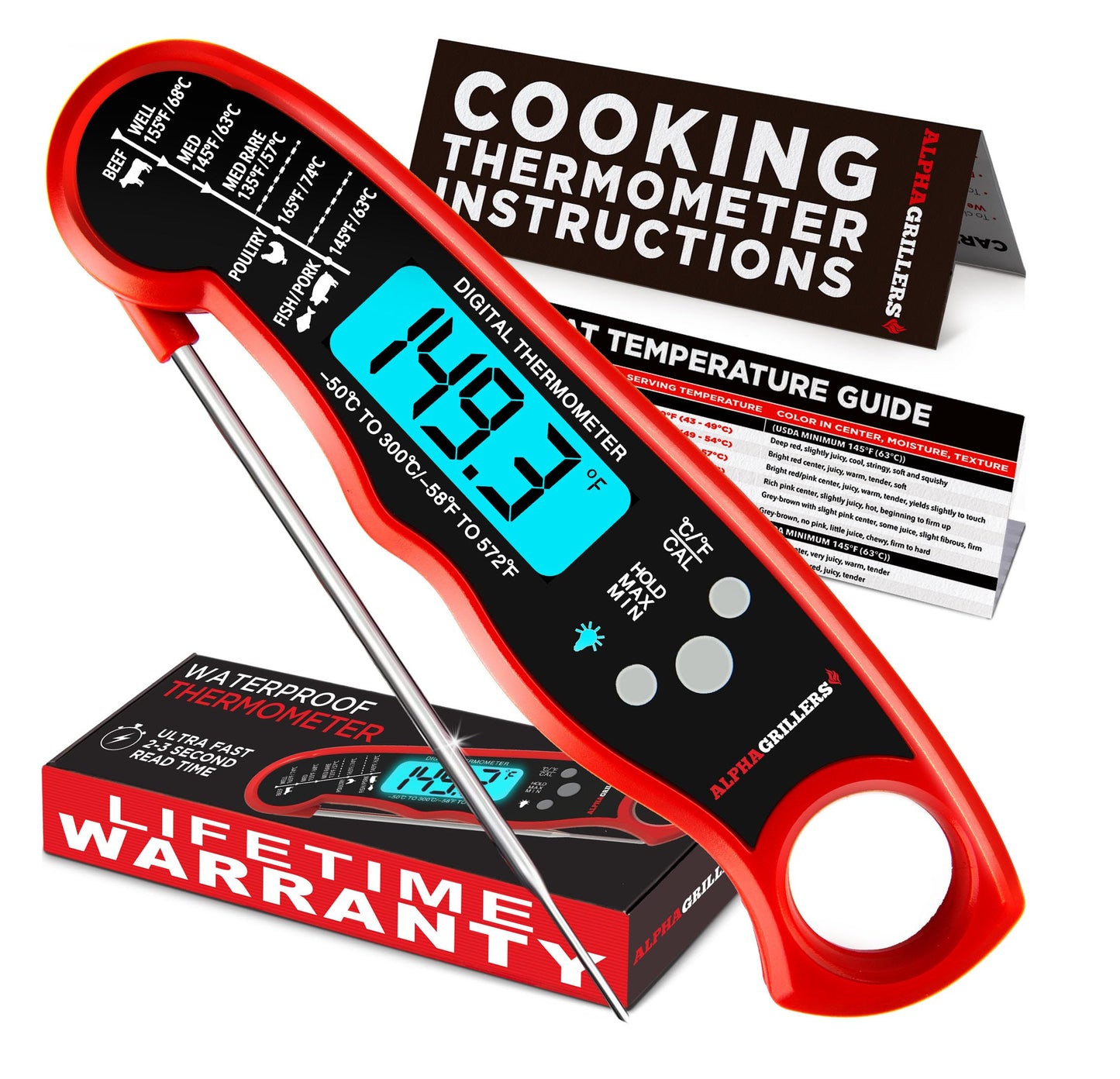 Digital Food Thermometer, Fast and Reliable Digital Thermometer for Cooking and Baking, Instant Read Thermometer for Every Chef, Perfect Kitchen Thermometer for Cooking and Outdoor Grills