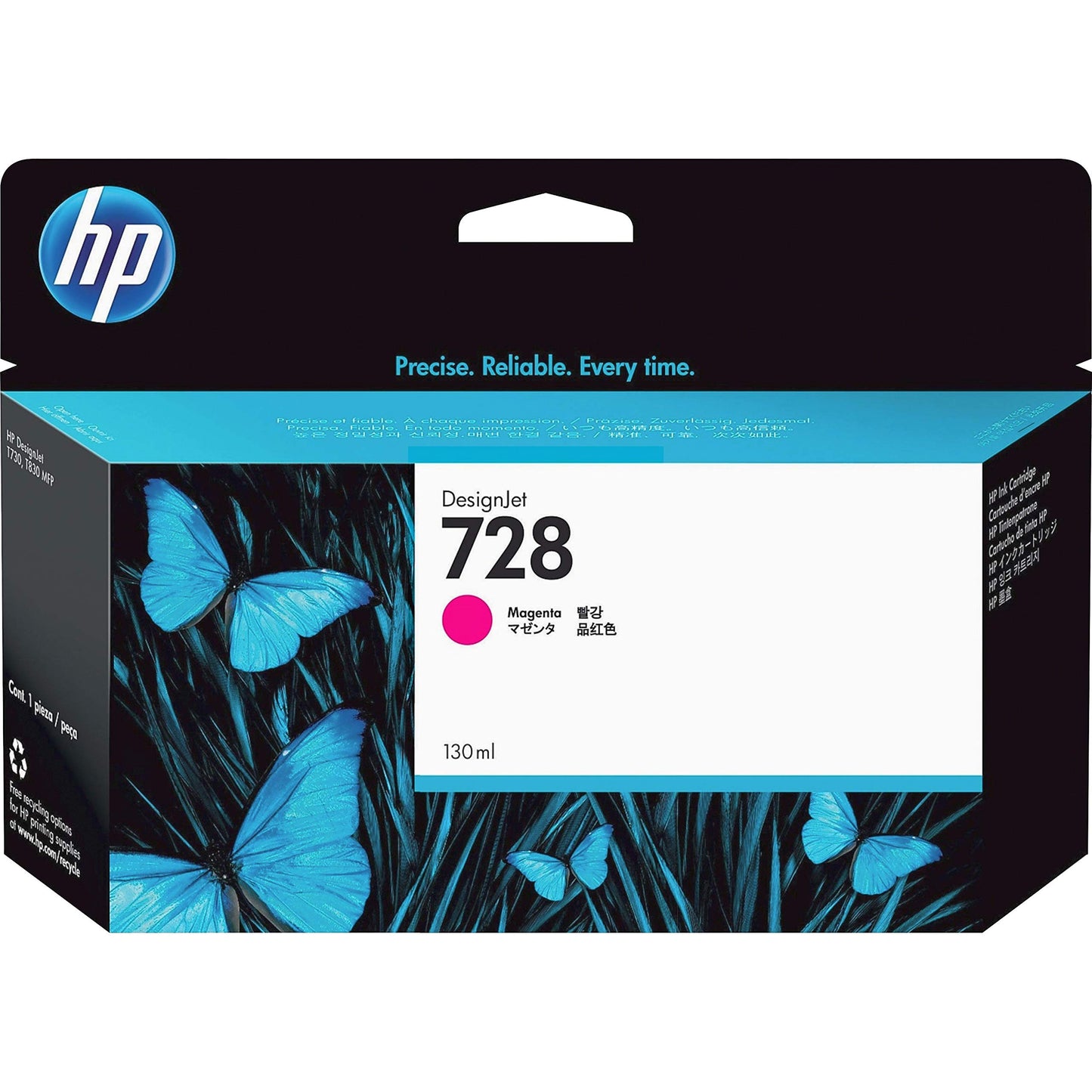 HP 728 Magenta 130-ml Genuine Ink Cartridge (F9J66A) for DesignJet T830 MFP & T730 Large Format Plotter Printers