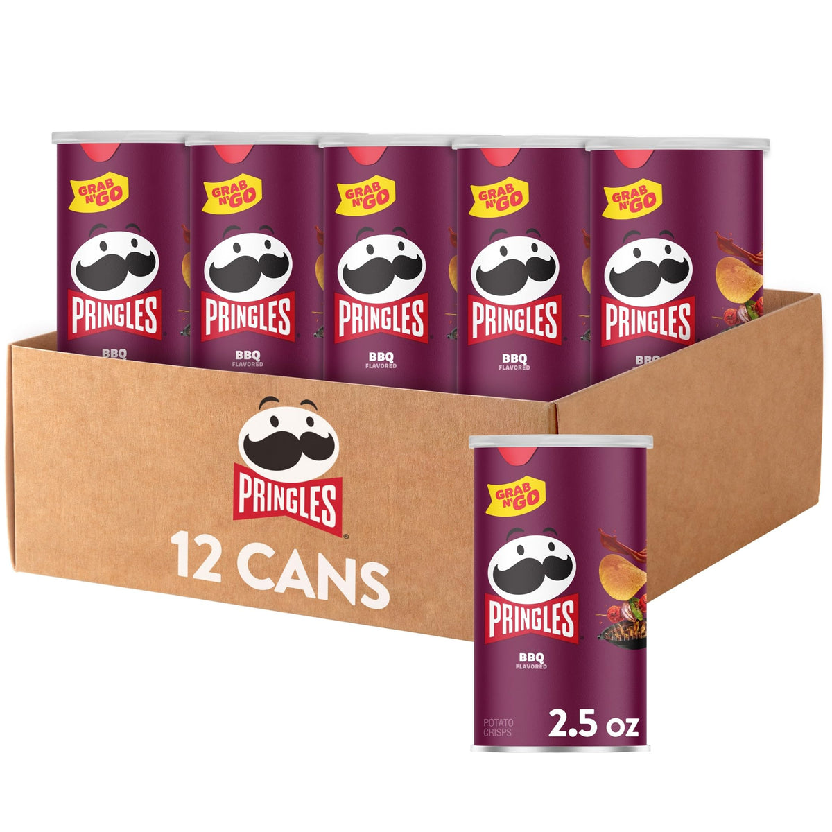Pringles BBQ Potato Crisps Chips, 12 Cans
