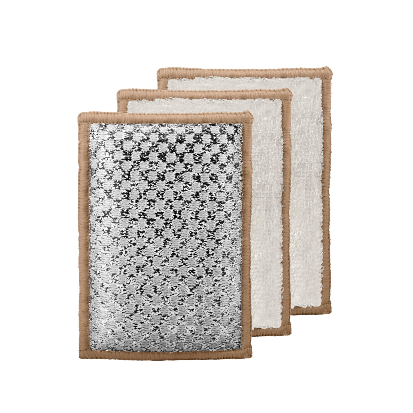 OGGI Bambou Odor-Free Scrubbing Sponges - Natural Scrub Sponges for Dishes, 91% Bamboo-Derived Rayon Cellulose Fiber, Reusable, Absorbent, Durable Scrubbers, Non-Scratch, Washable - 3 pcs, 7x4