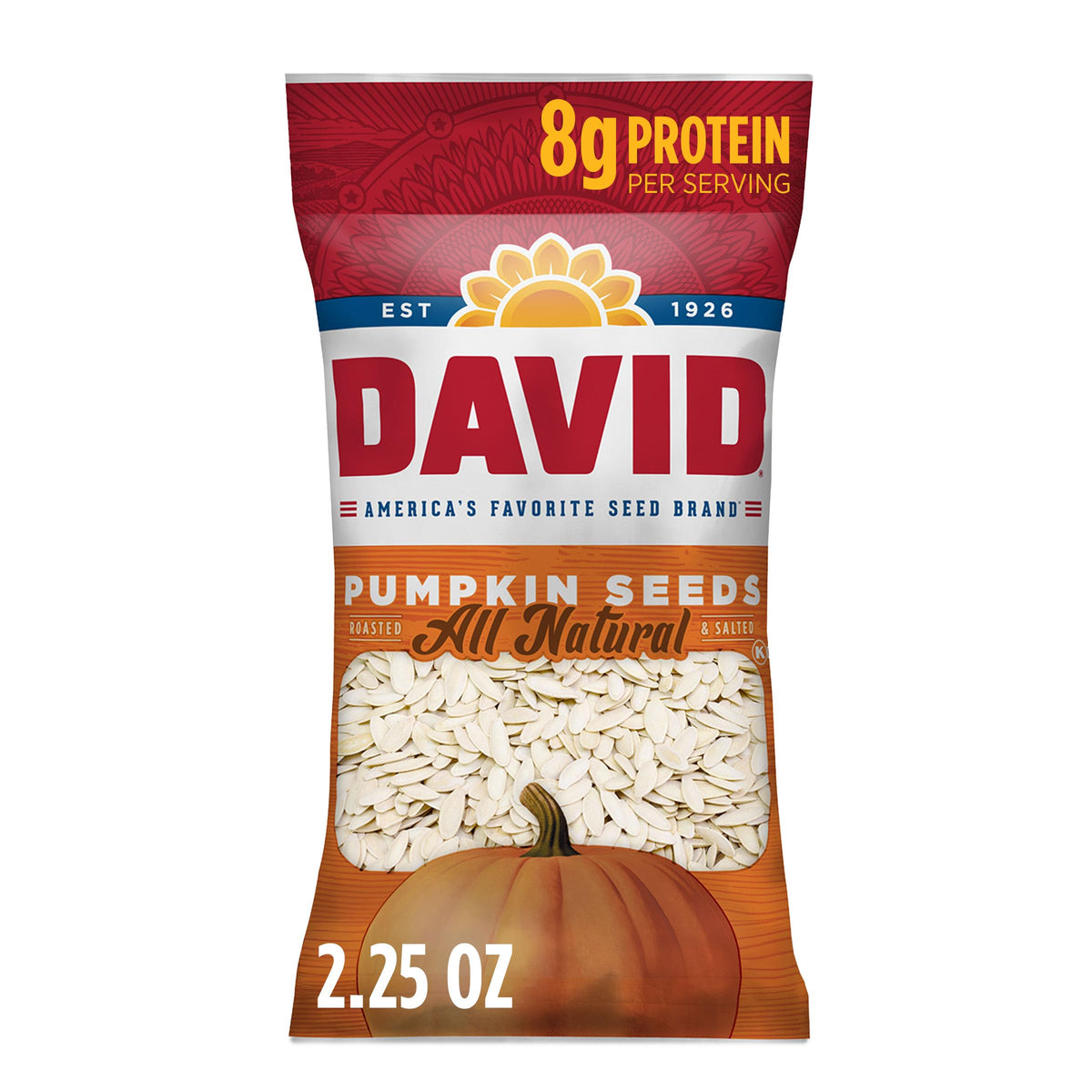 DAVID Roasted & Salted Pumpkin Seeds 2.25oz