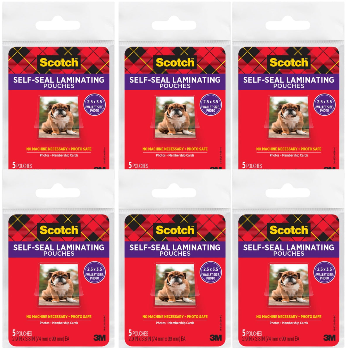 Scotch Self-Sealing Laminating Pouches Wallet Size 2.5" x 3.5"