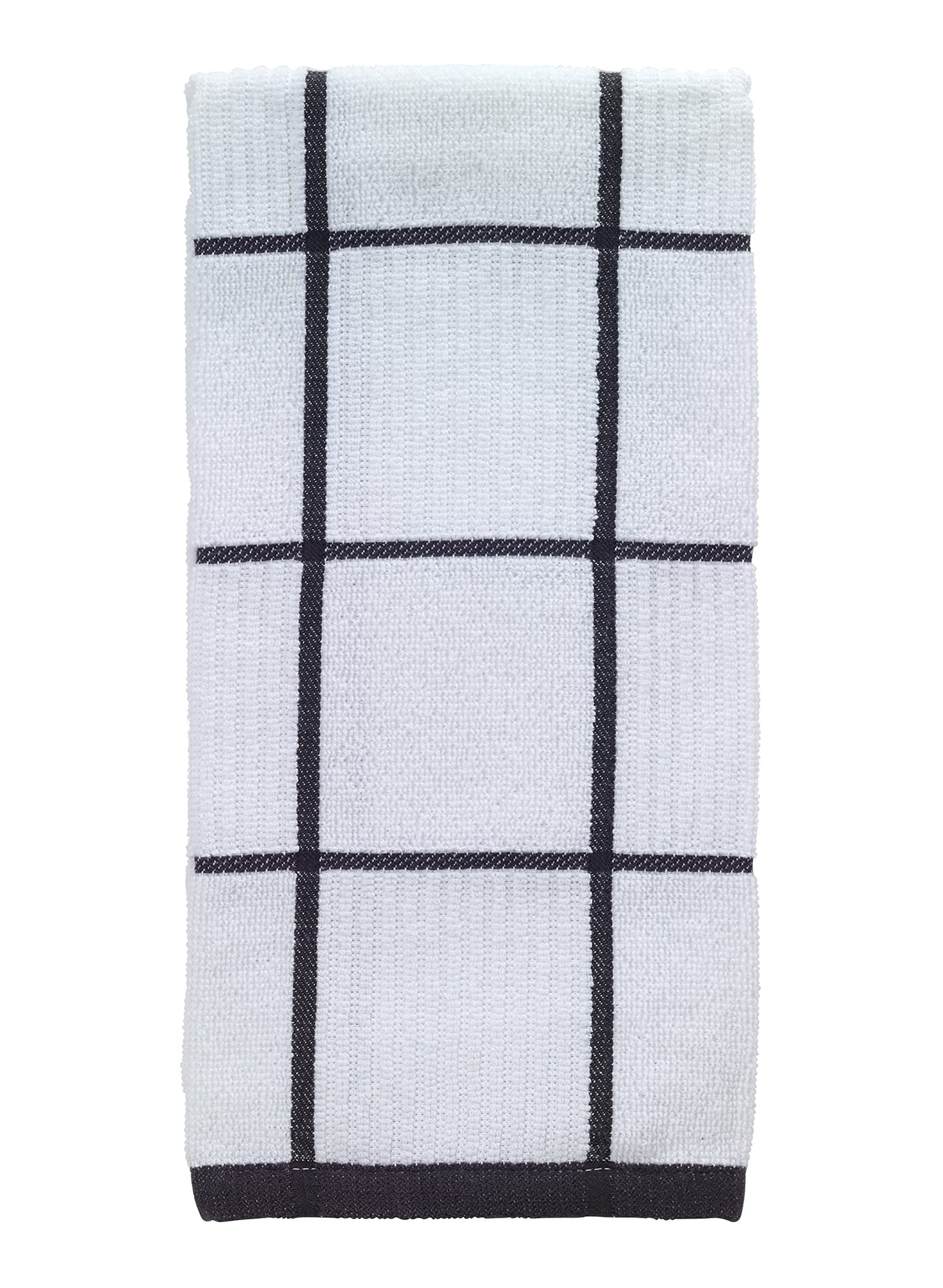 T-fal Cotton Checked Parquet Kitchen Dish Towel, Charcoal, 16 x 26 in