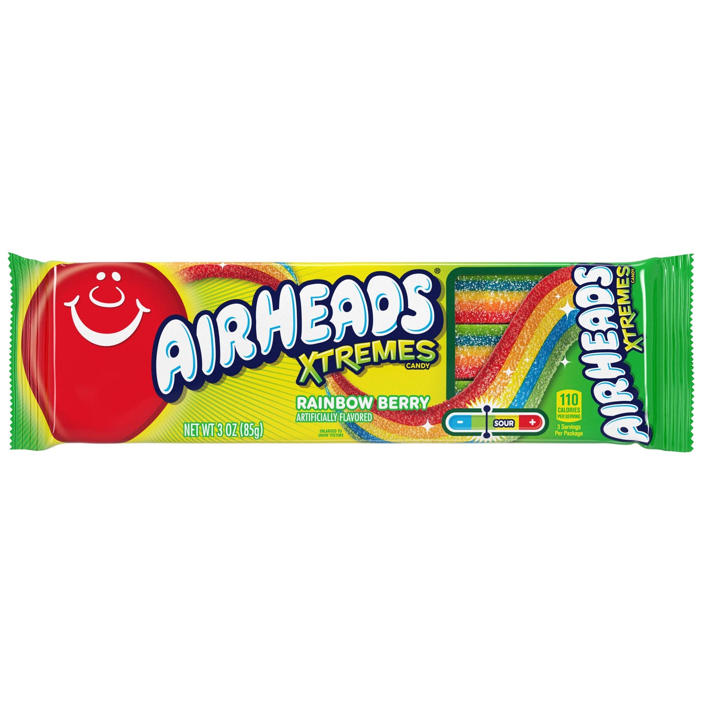 Airheads Xtremes Belts, Halloween Trick or Treat Sweetly Sour Candy, Rainbow Berry Flavor, Individually Wrapped Bulk Candy for Adults & Kids, Movie Theater, Party, Non-Melting, 3 oz (Pack of 12)