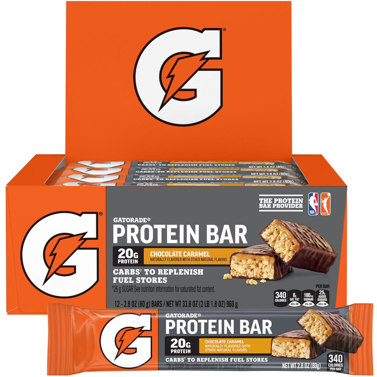 Gatorade Whey Protein Bars Chocolate Caramel 2.8 oz Pack 12