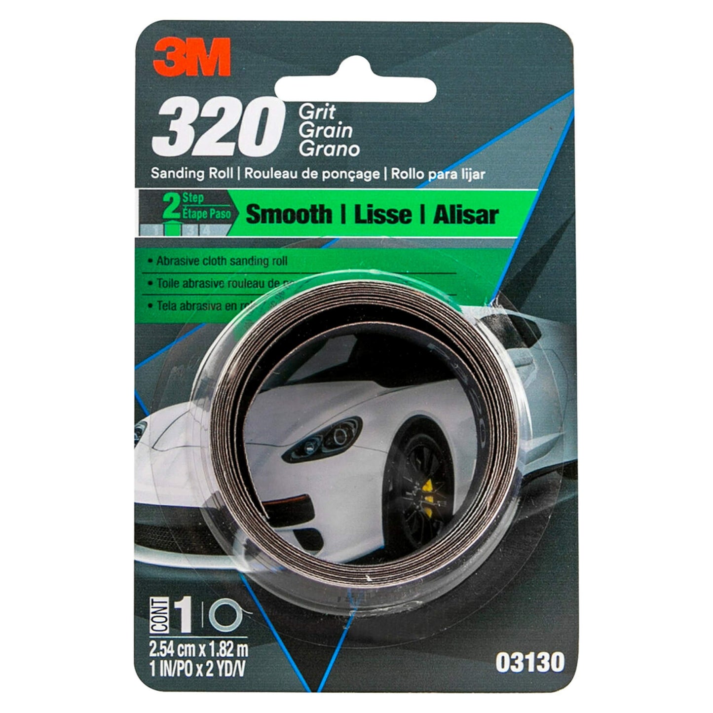 3M Abrasive Cloth Sanding Roll 03130 1in x 2yd Extra Fine