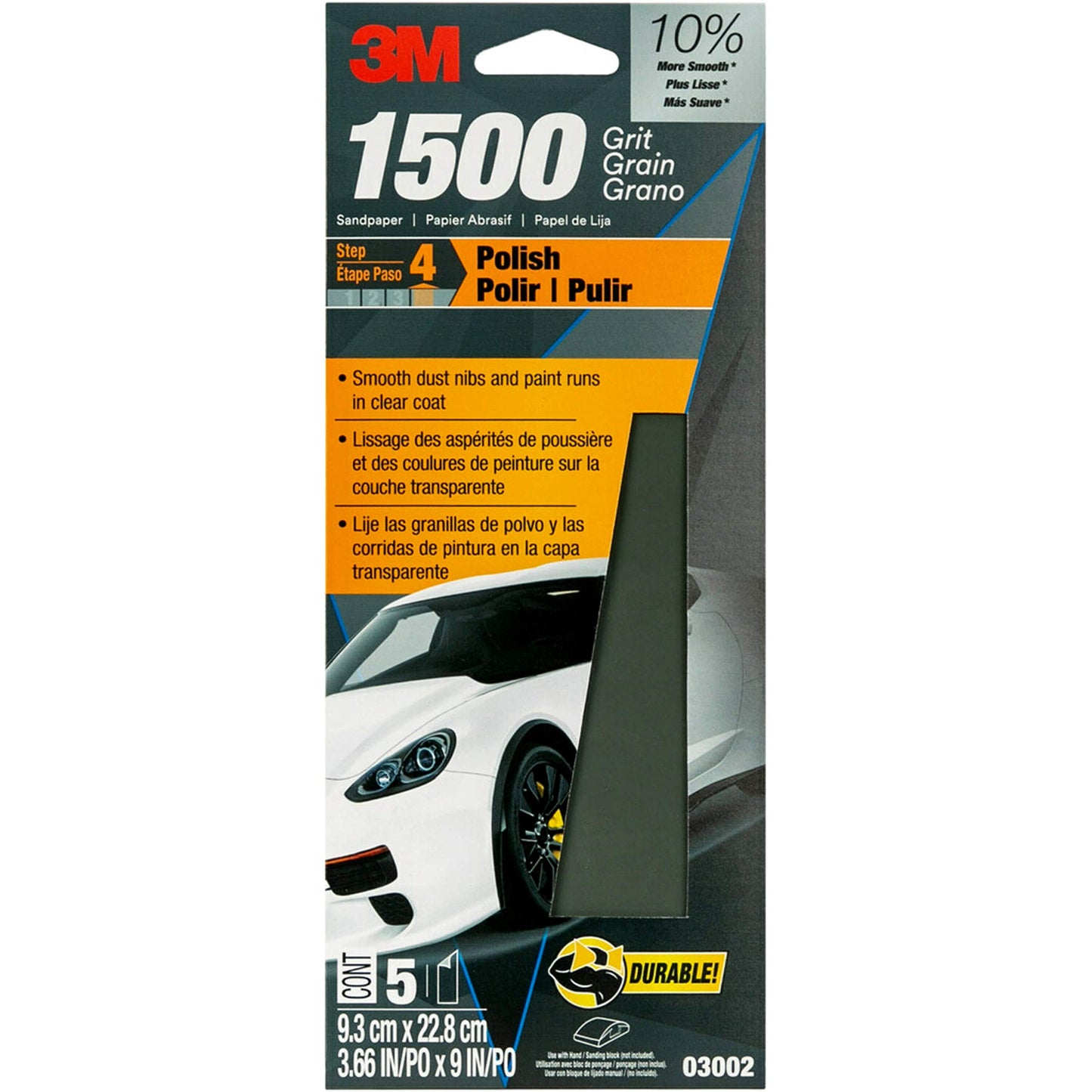 3M Wetordry Sandpaper 1500 Grit 5-Pack 03002