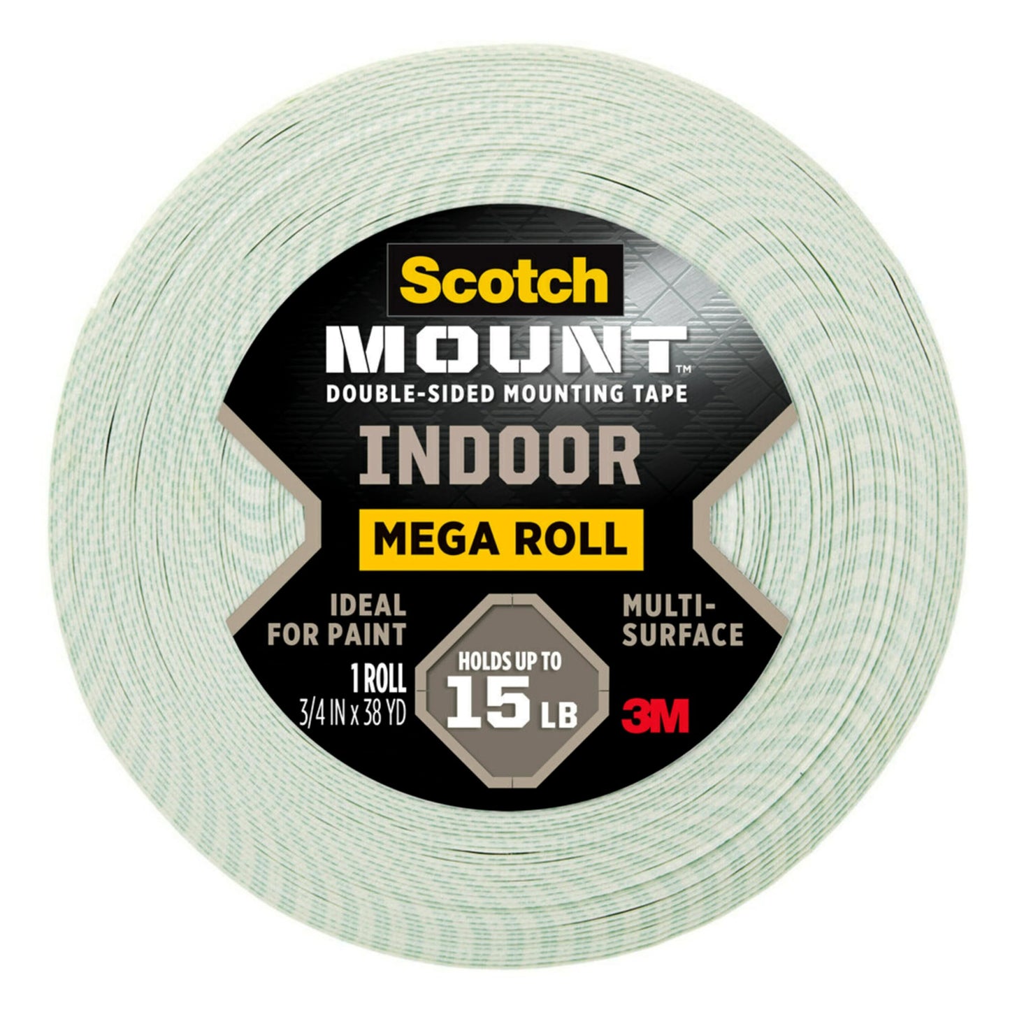 Scotch-Mount Double-Sided Tape Mega Roll, 3/4 in x 114 ft, Indoor Mounting White Tape, Features 3M Industrial Strength Adhesive, No Mess or Tools (110H-MR)