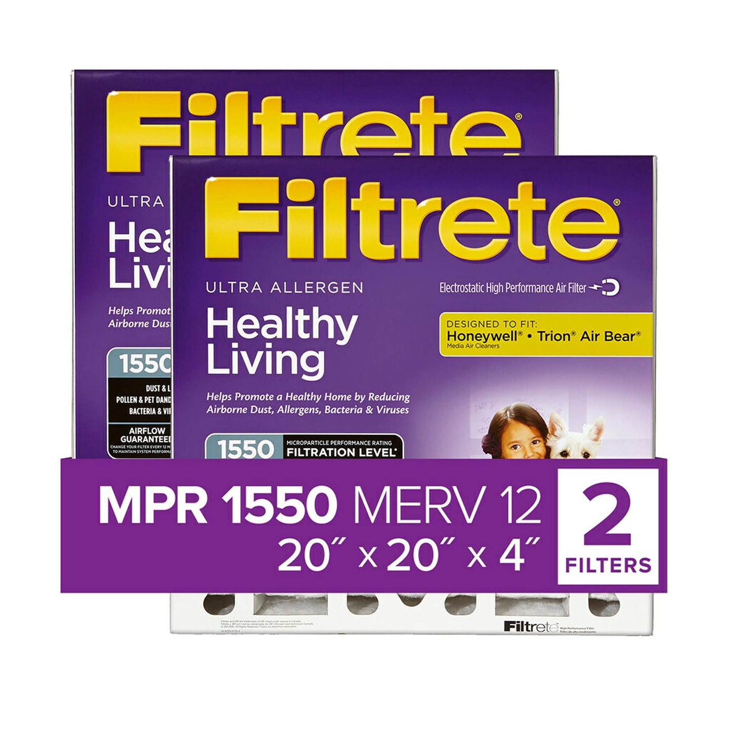 3M Filtrete 20x20x4 AC Furnace Air Filter 2-Pack