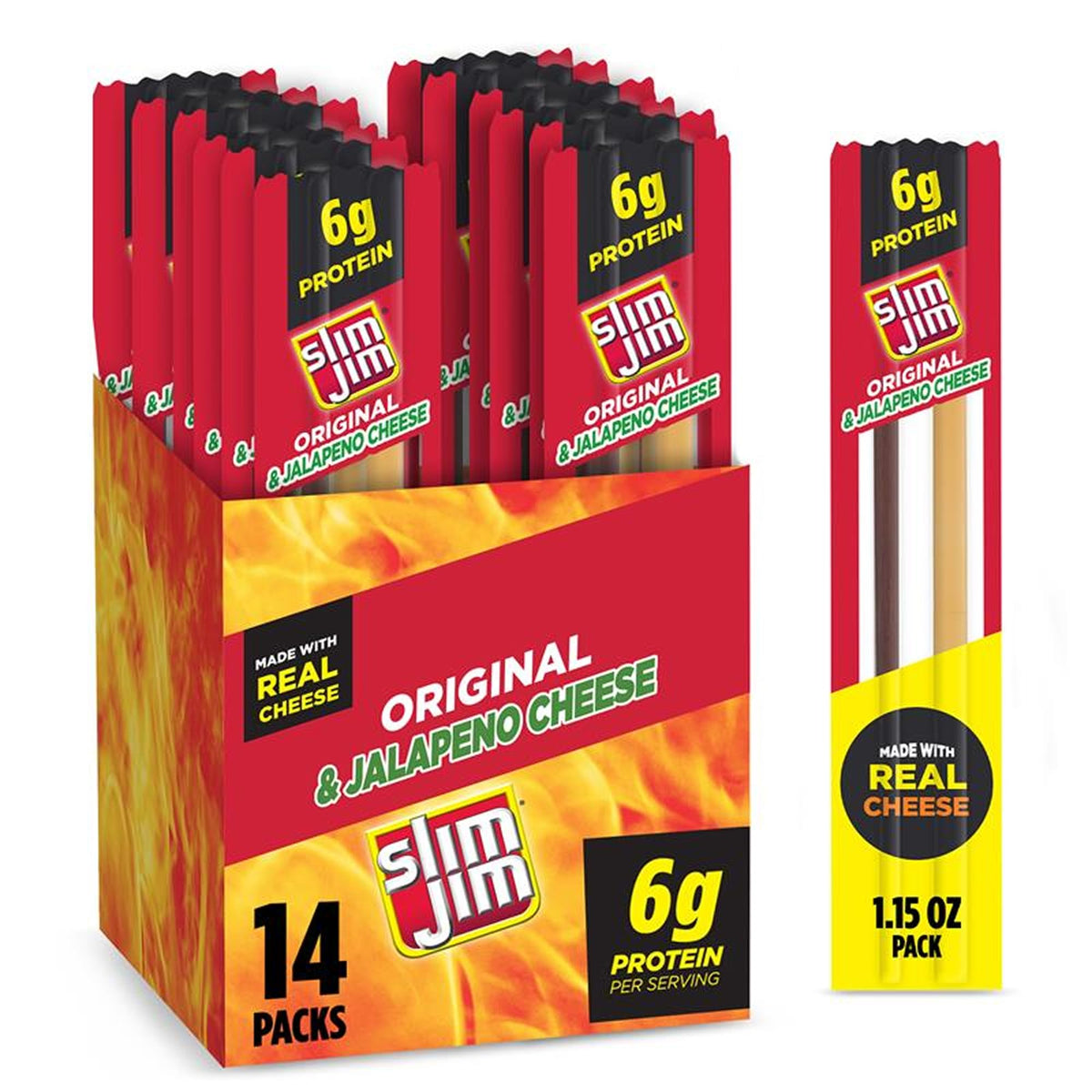 Slim Jim Original & Jalapeno Cheese 1.15oz 14ct