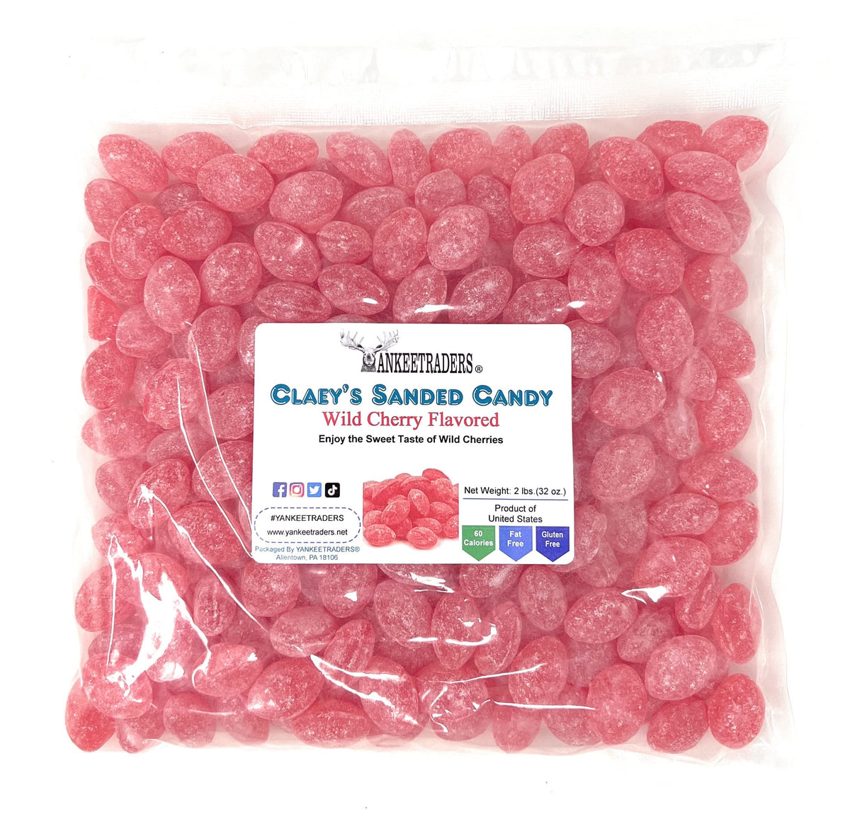 Claeys Wild Cherry Sanded Candy Drops, 2 lb