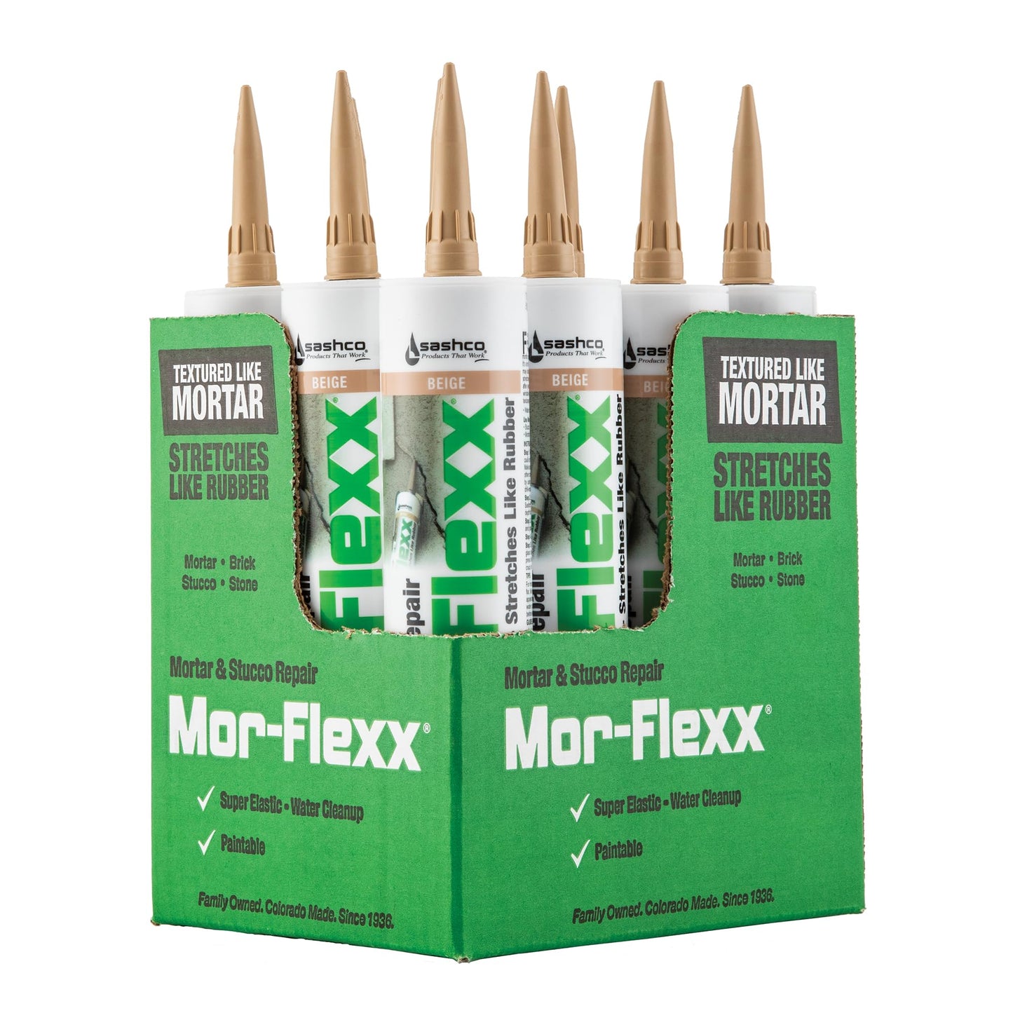 Sashco Mor-Flexx Caulking 15010 10.5oz Beige 12-Pack