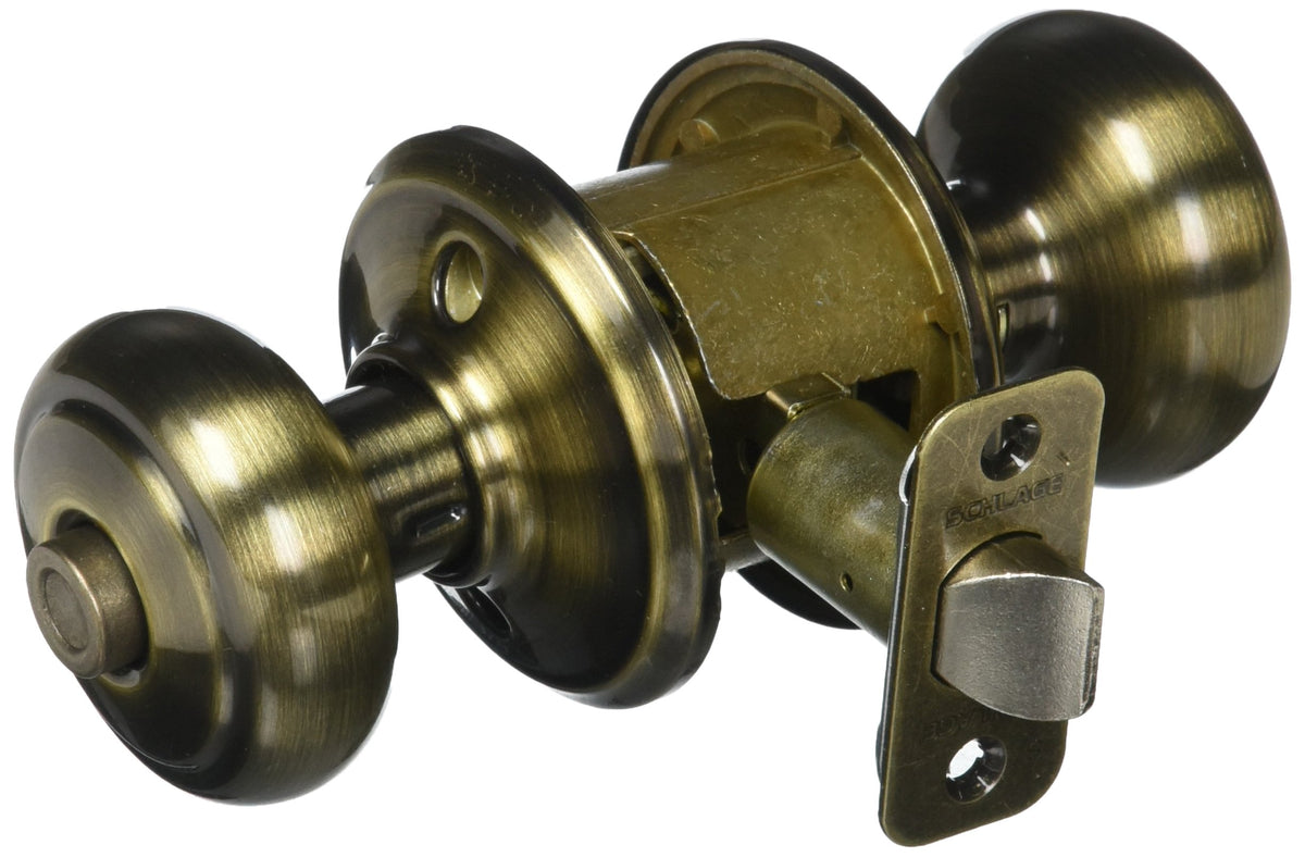 SCHLAGE F40 Andover Privacy Lock with 16080 Latch 10027 Strike Antique Brass Finish