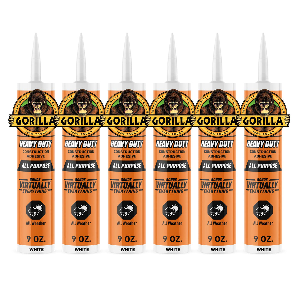 Gorilla Heavy Duty Construction Adhesive 9oz, 6 Pack