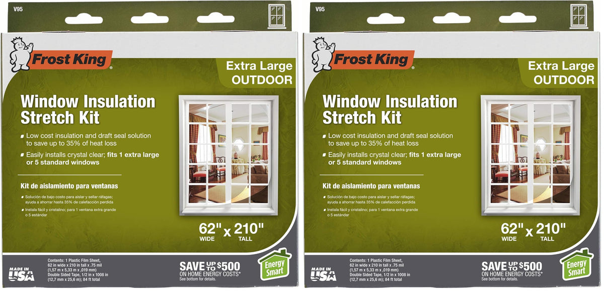 Frost King V95H Clear Window Insulation Kit 62" x 210" (2 Pack)