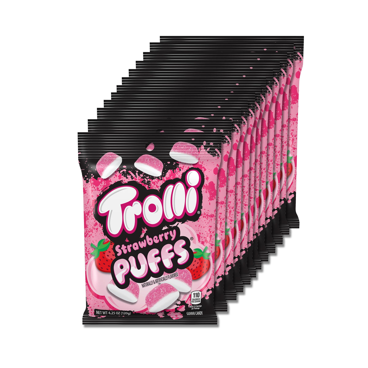 Trolli Strawberry Puffs Sour Gummy Candy 4.25 oz 12-Pack