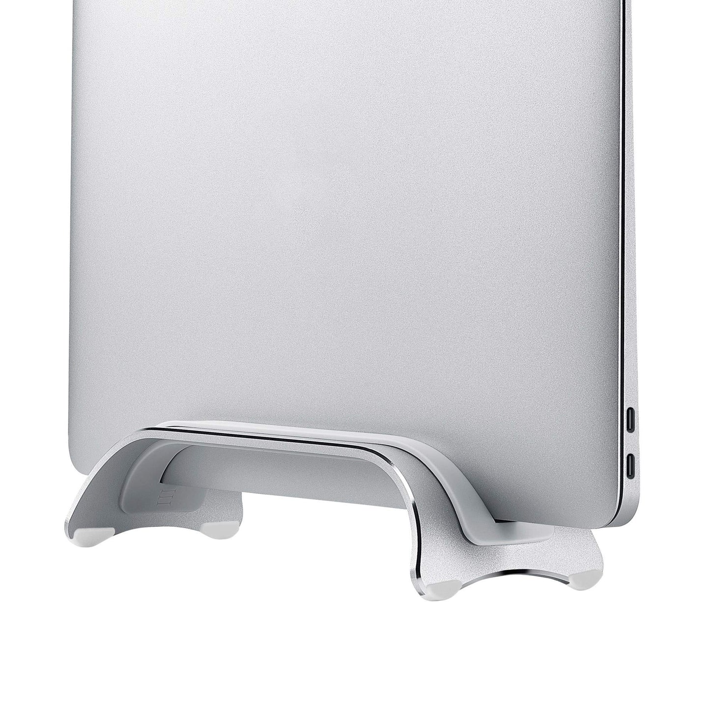 SIIG Aluminum Vertical Laptop Stand Holder, Desk Space Saving, Three Rubber Sizes 0.56", 0.64" & 0.72", Fits MacBook Pro, and Other Laptops to Organize Work & Home Office (CE-MT2R12-S2)