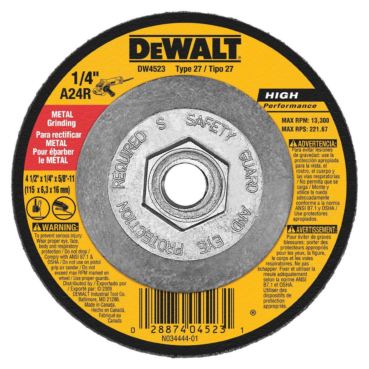DEWALT DW4523 4-1/2 in Metal Grinding Wheel 8-Pack