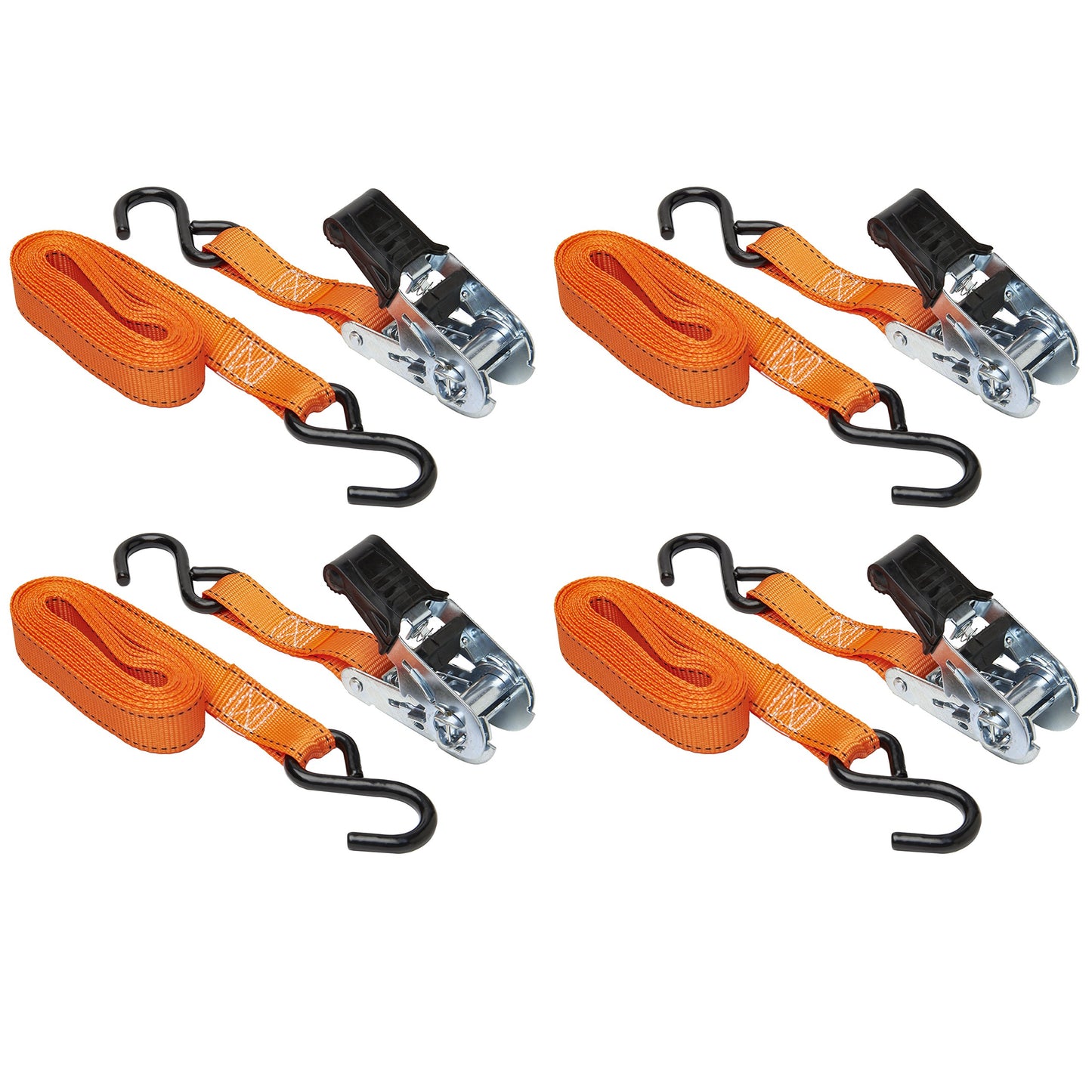 Keeper - 1” x 14' High Tension Ratchet Tie-Down with S Hooks, 12 Pack - 400 lbs. Working Load Limit