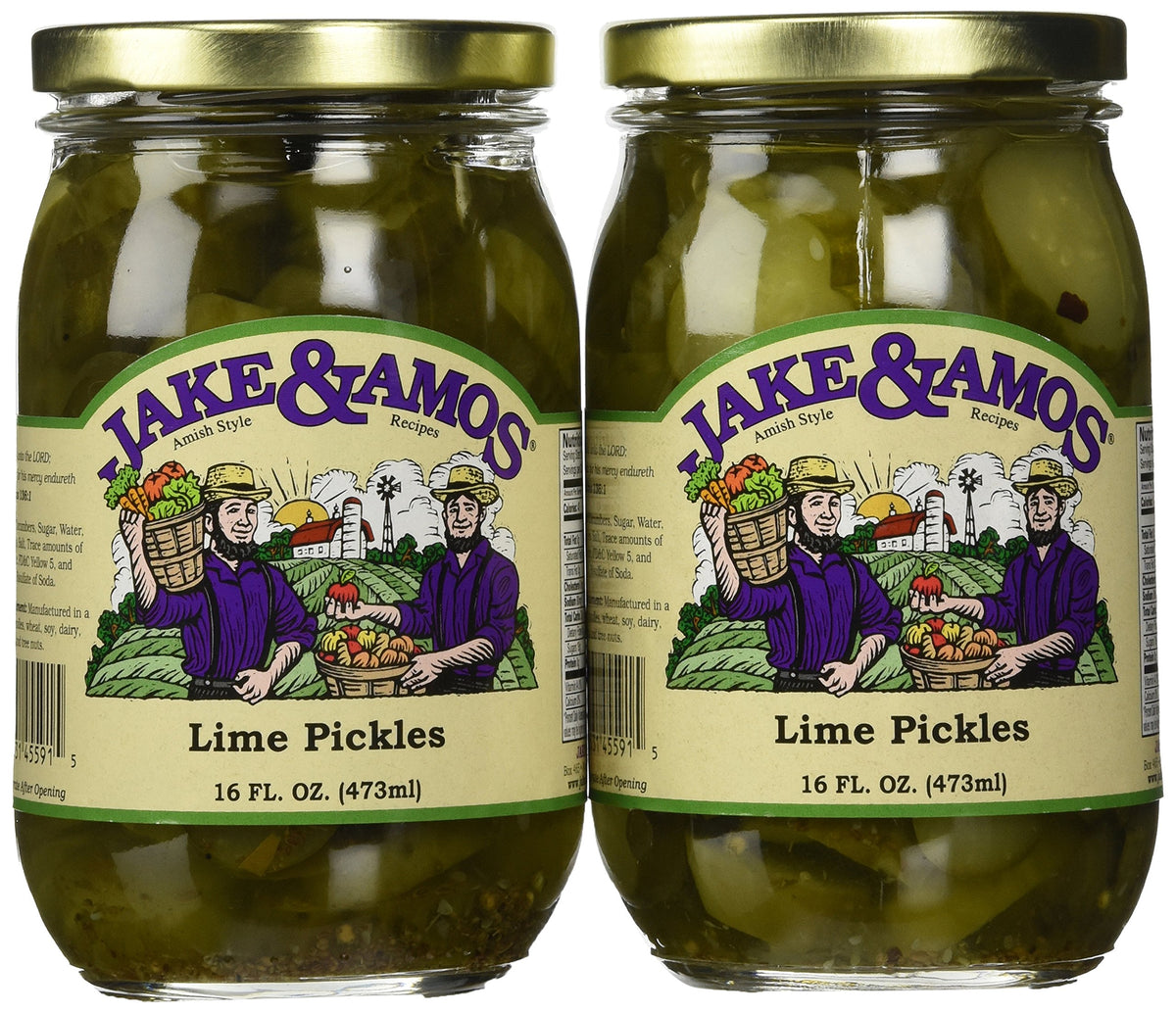 Jake & Amos Lime Pickles 2 x 16oz Jars