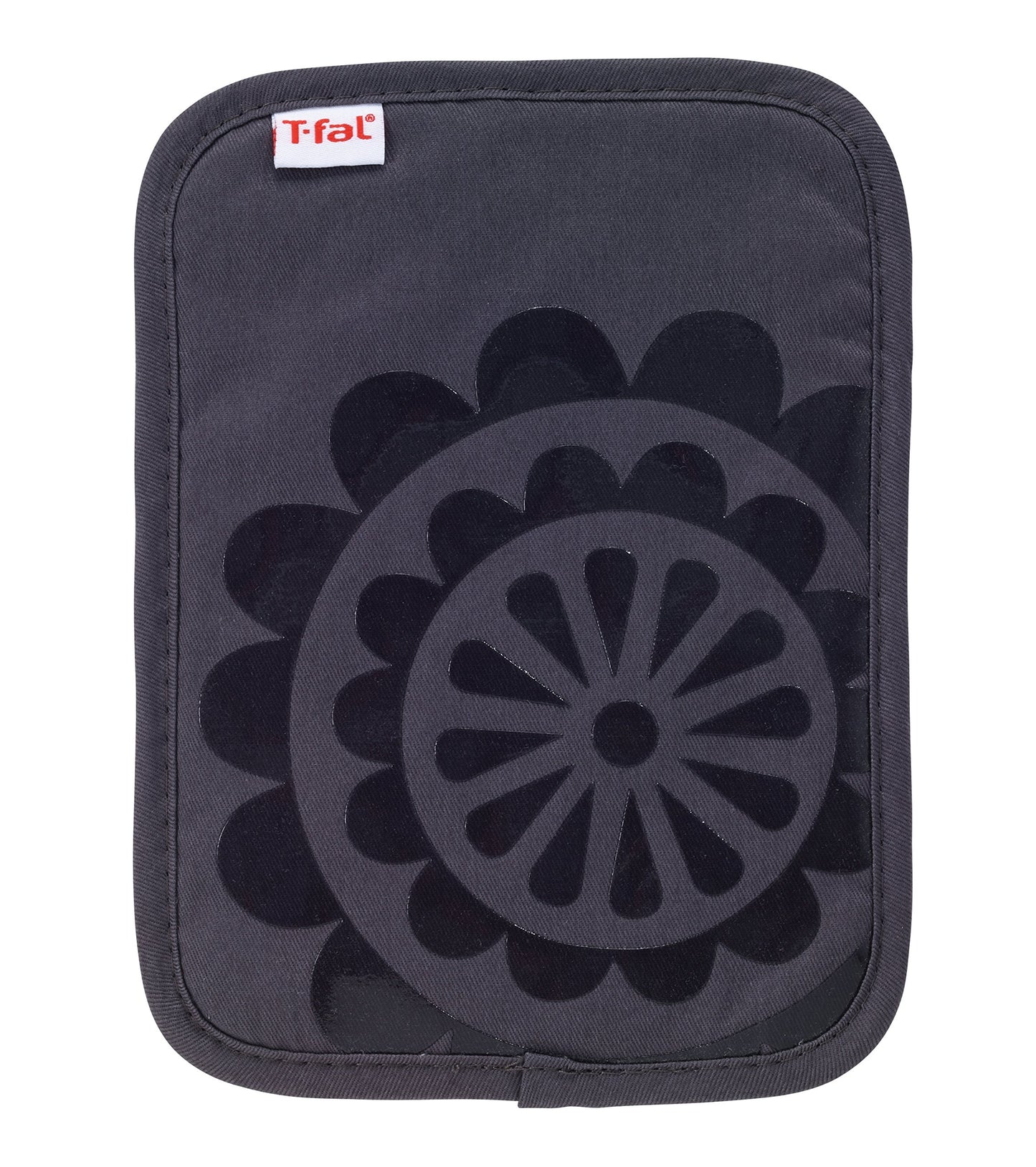 T-Fal Textiles Silicone Printed Medallion 100% Cotton Twill Hot Pad Pot Holder, 9-inches x 6.75-inches, Charcoal Grey