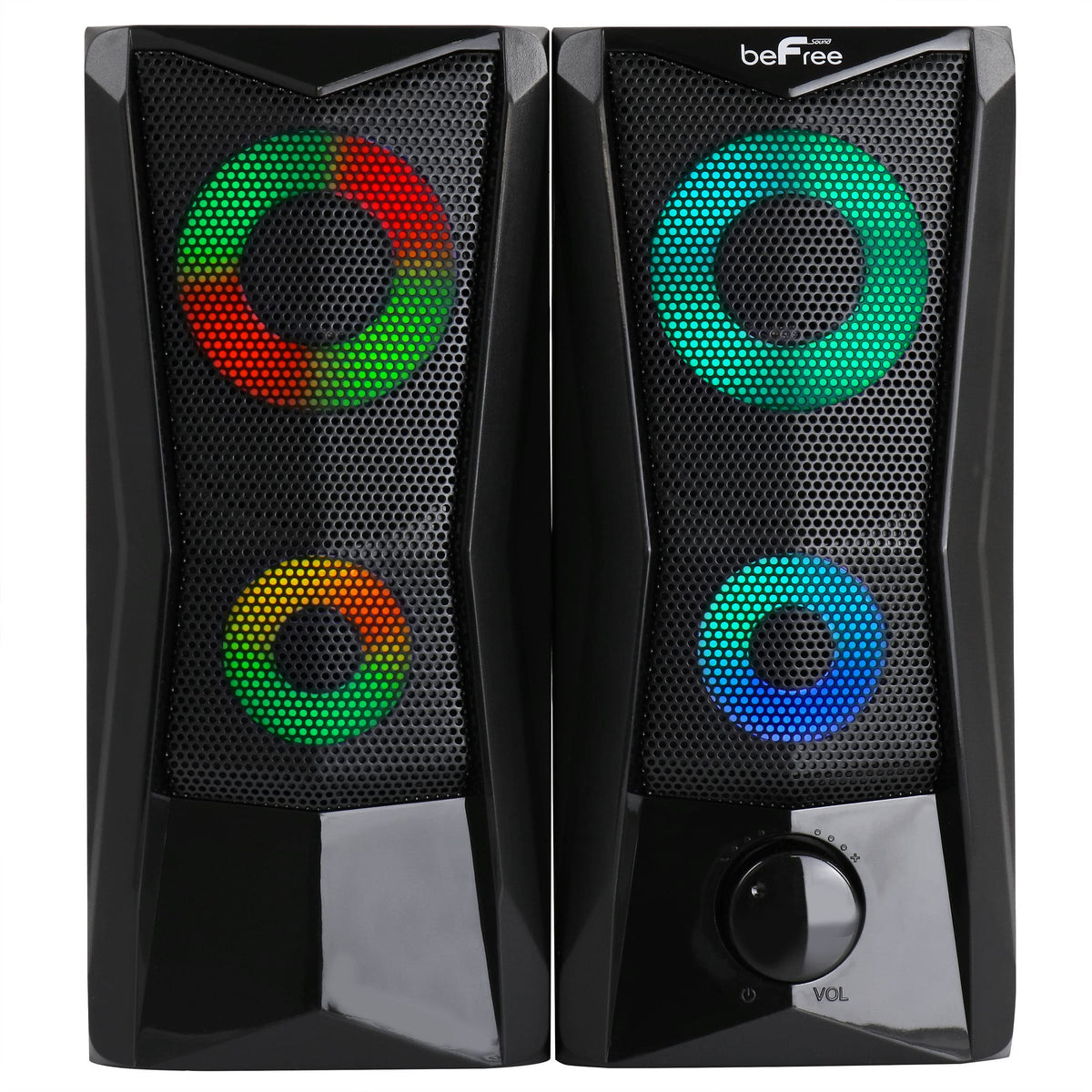 beFree Sound Computer Gaming Speakers with RGB Lights