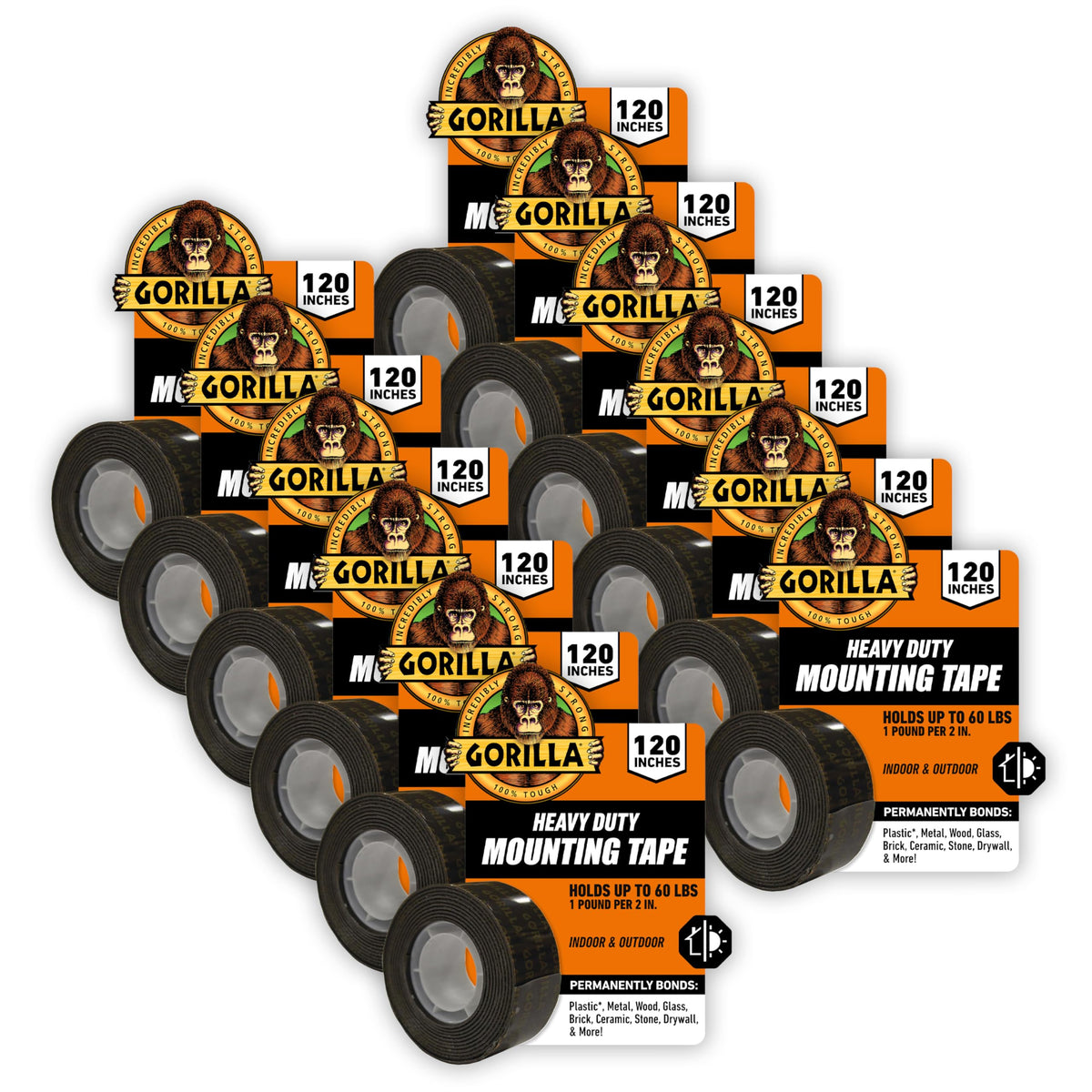 Gorilla Heavy Duty Double Sided Mounting Tape 1" x 120" 12-Pack