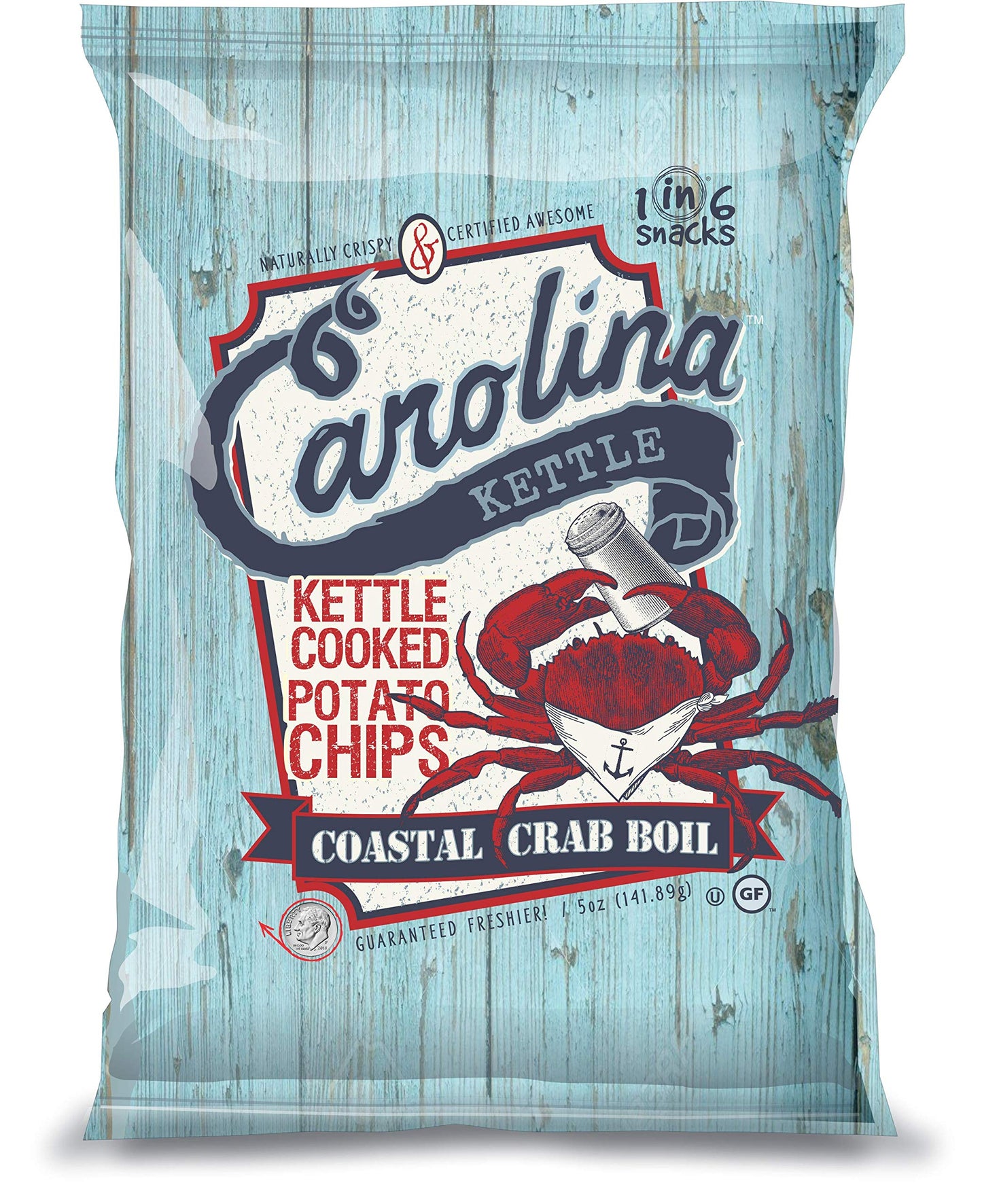 Carolina Kettle Kettle Cooked Potato Chips, Coastal Crab Boil, 5 Oz
