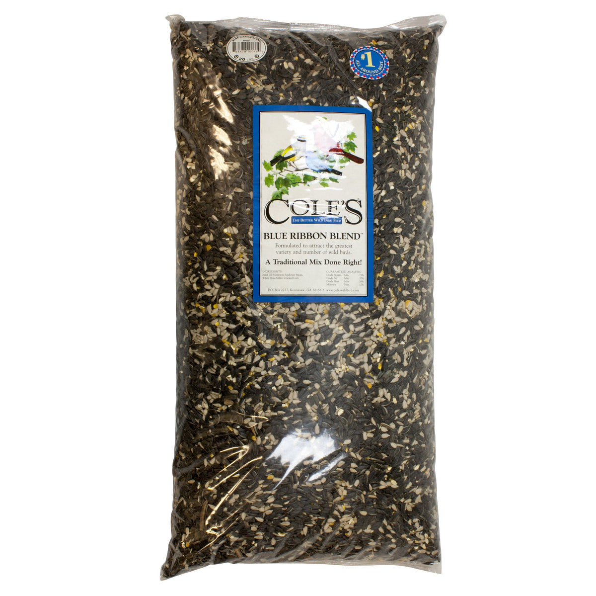 Cole's Blue Ribbon Blend Assorted Species Wild Bird Food Black Oil Sunflower 20 lb.