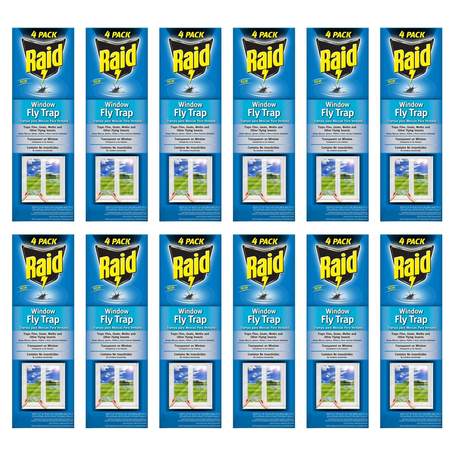 Raid Transparent Window Fly Trap, 12 Pack