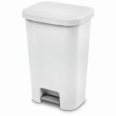 New 824802 Sterilite Wastebasket 11.9 Gl Wht Step On (-Pack) Waste Basket Cheap Wholesale Discount Bulk Plasticware Waste Basket
