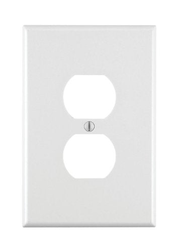 Leviton 1-Gang Duplex Device Receptacle Wallplate, Oversized, Thermoset, Device Mount, 88103, White