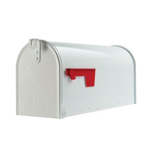 Elite Medium Capacity Galvanized Steel White, Post-Mount Mailbox, E1100W00 E1100WAM