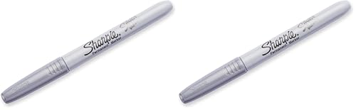 SHARPIE Br&s Permanent Marker, Fine Point, Nontoxic, Metallic Silver (39013) (Pack of 2)